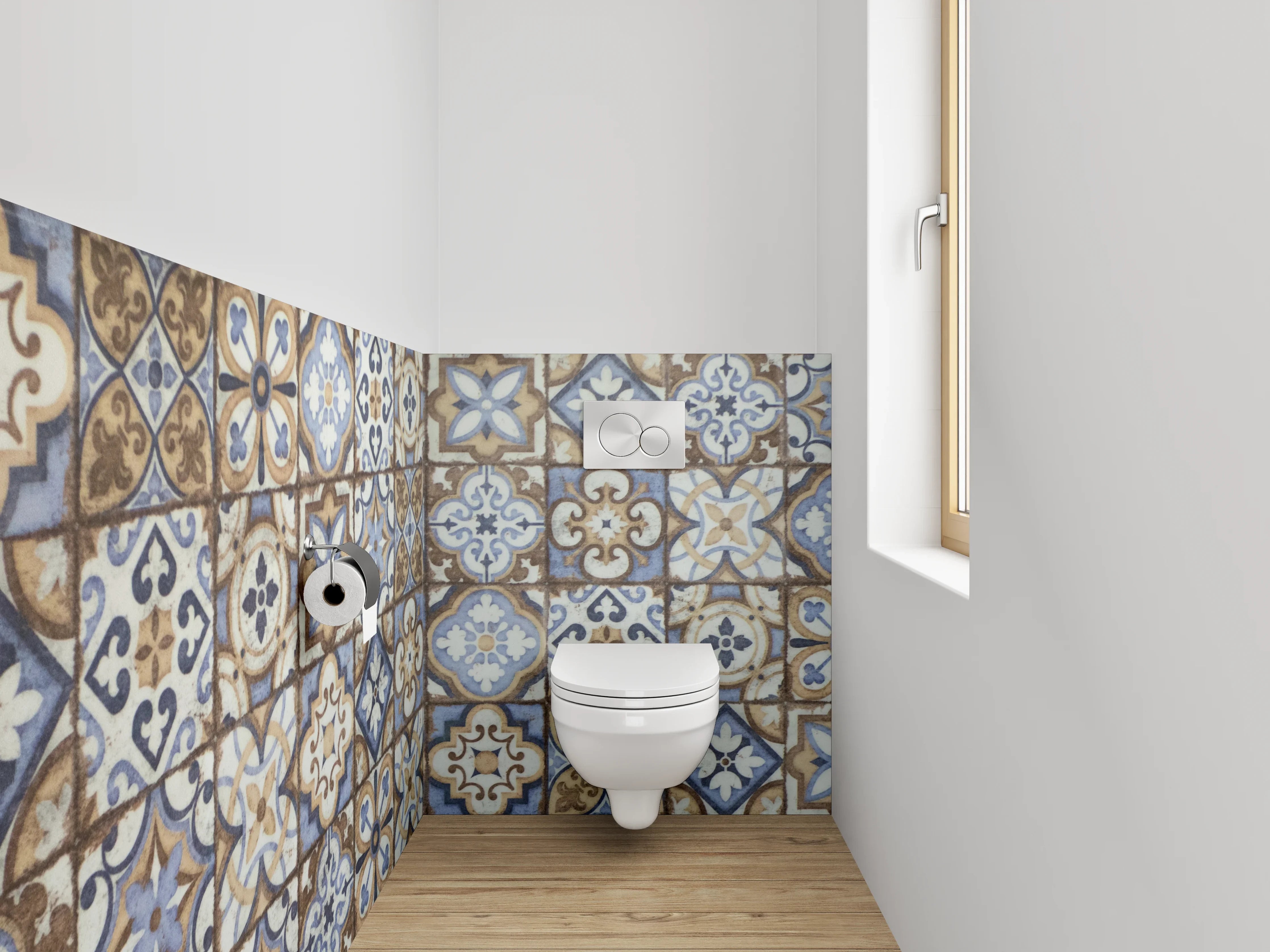 WC-Rückwand - Orientalische Fliesenmuster Retro Look