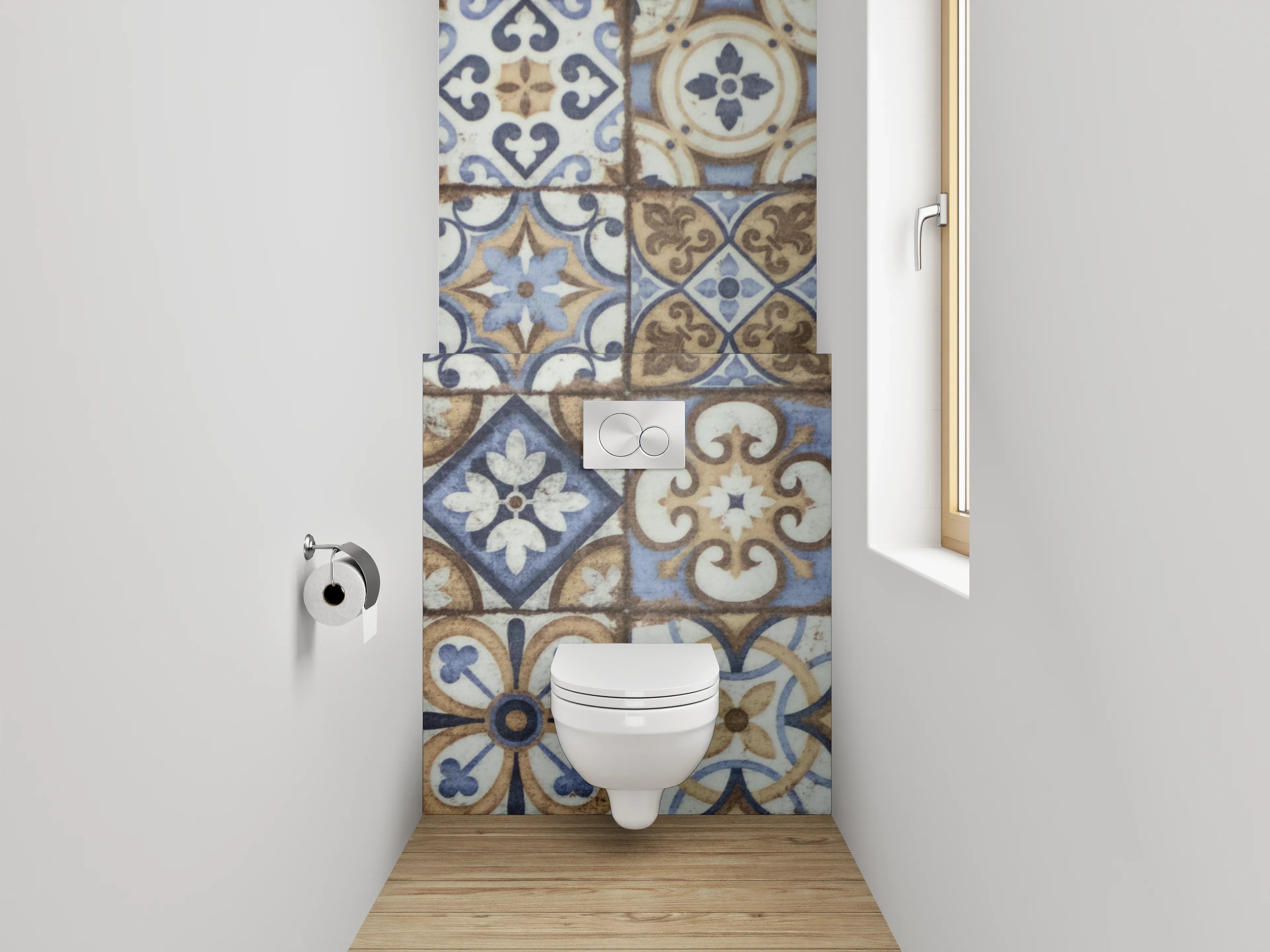 WC-Rückwand - Orientalische Fliesenmuster Retro Look