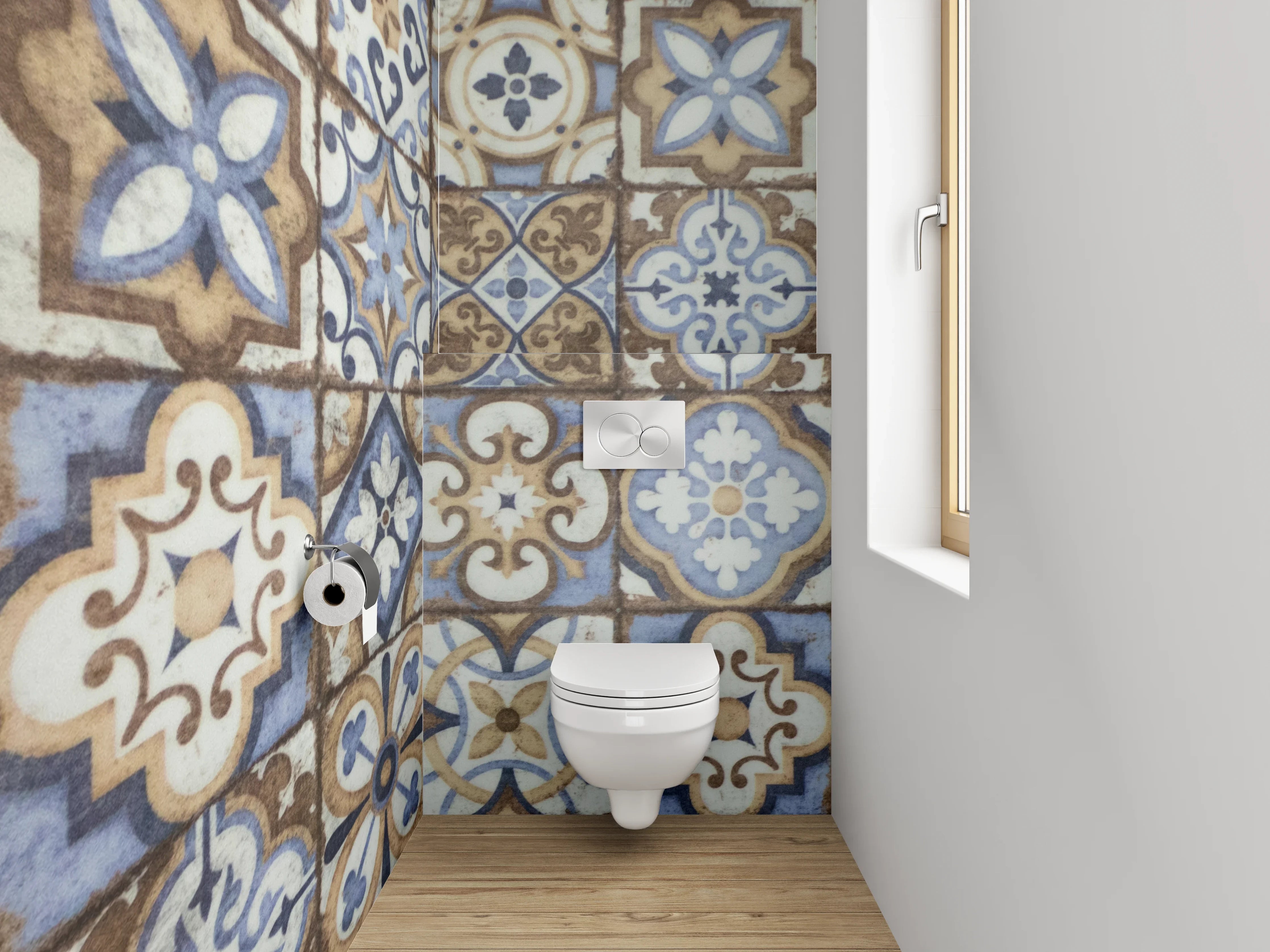 WC-Rückwand - Orientalische Fliesenmuster Retro Look