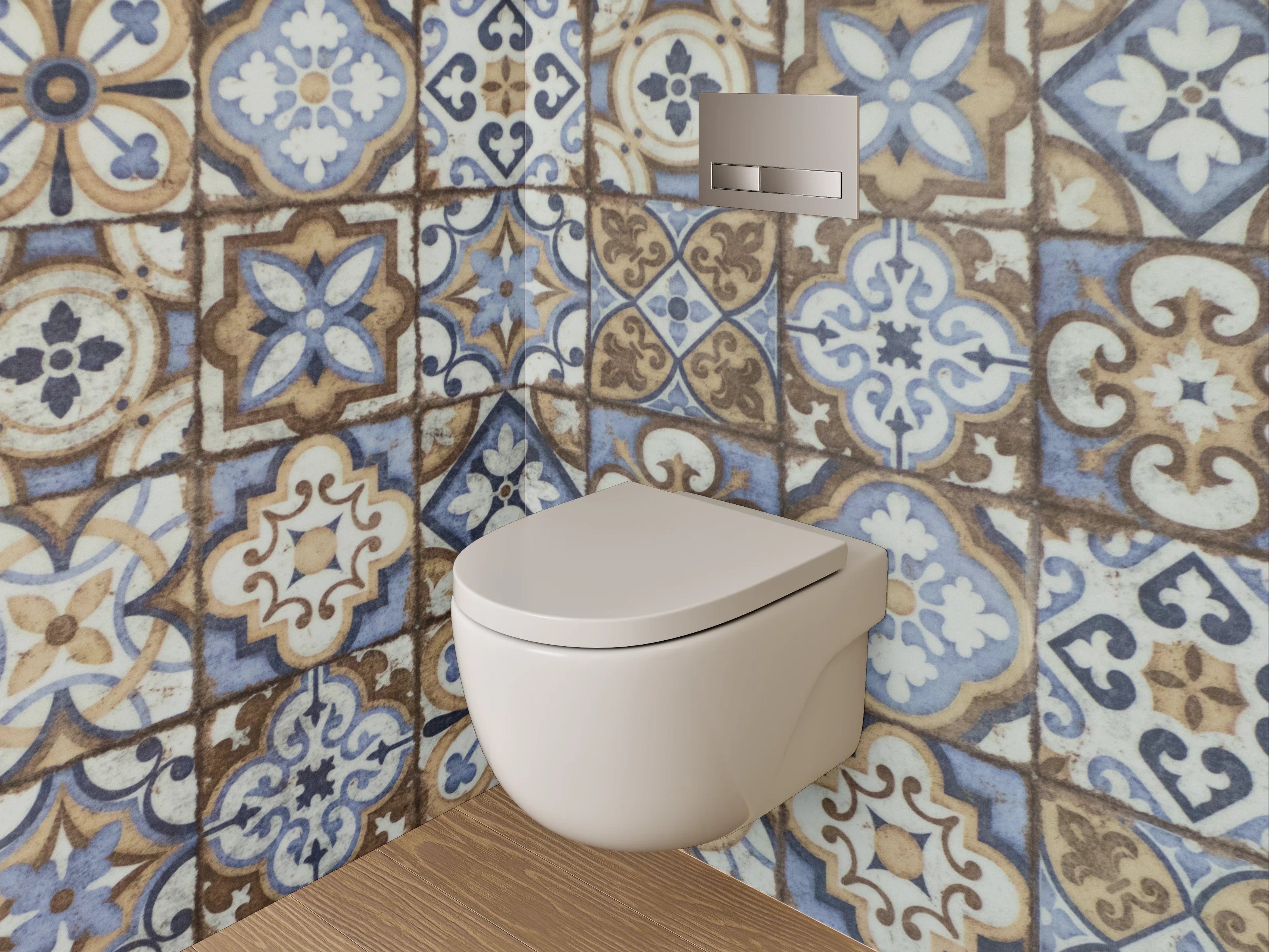 WC-Rückwand - Orientalische Fliesenmuster Retro Look