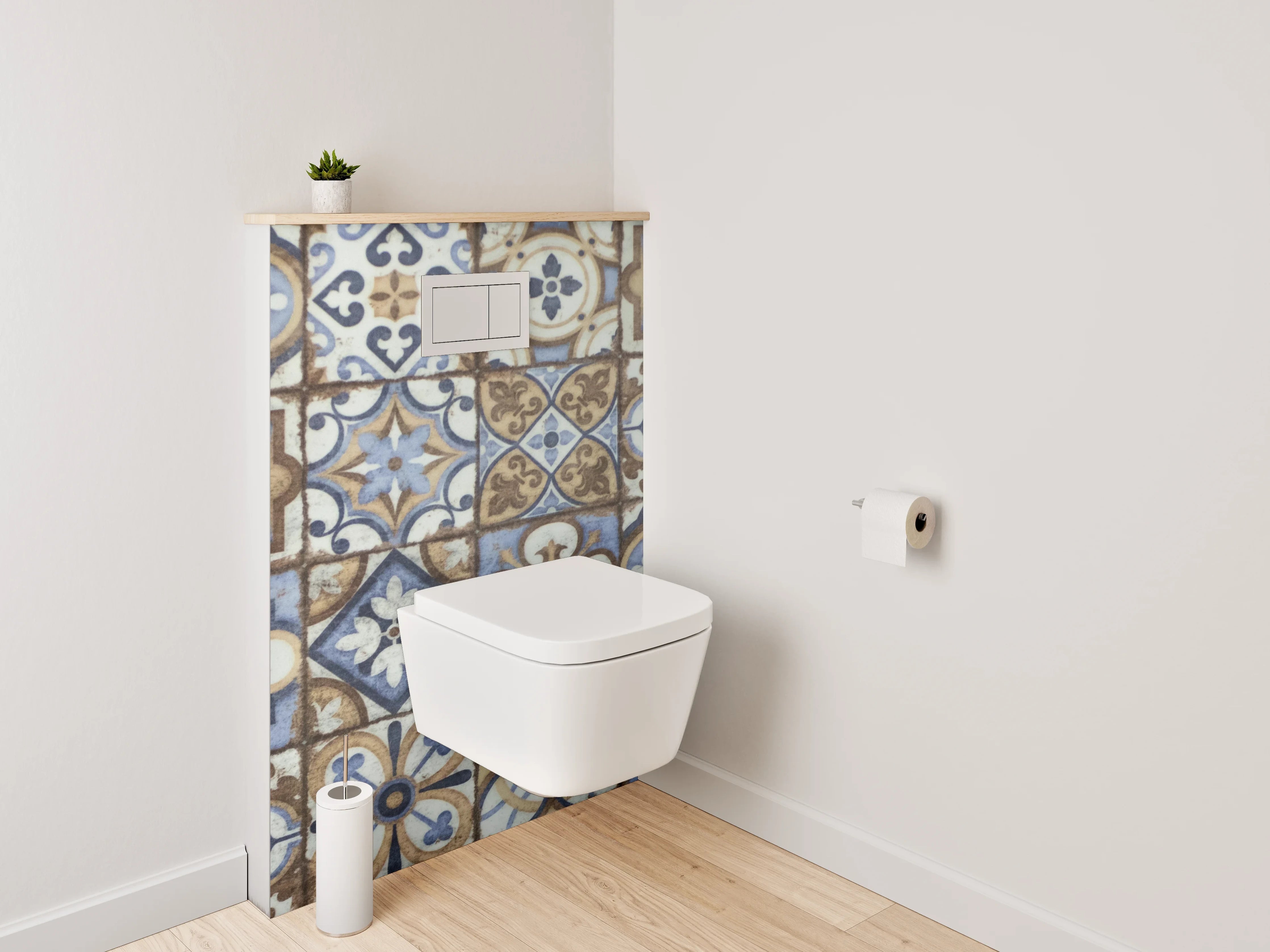 WC-Rückwand - Orientalische Fliesenmuster Retro Look