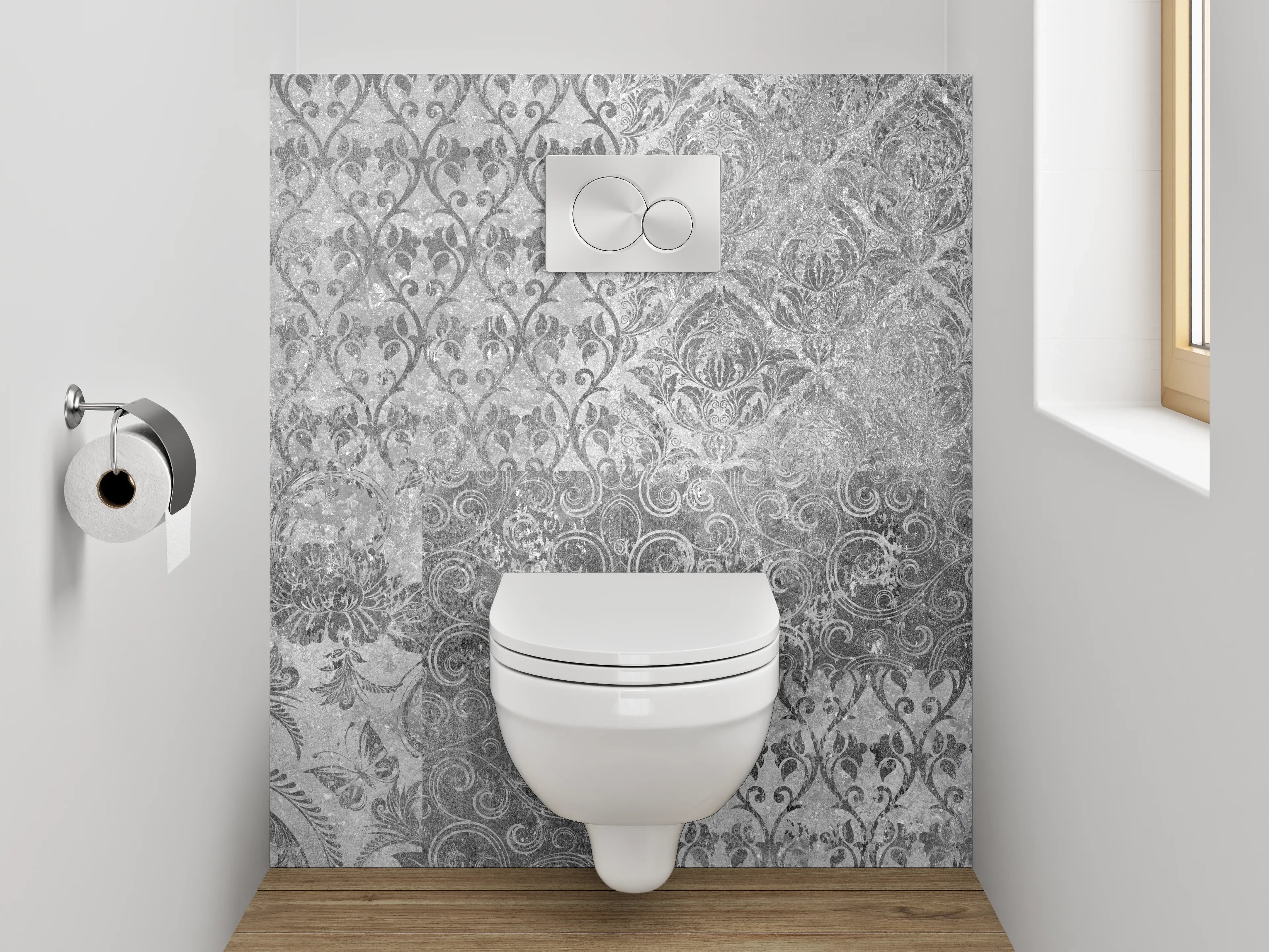 WC-Rückwand - Orientalische Graue Fliesen Muster