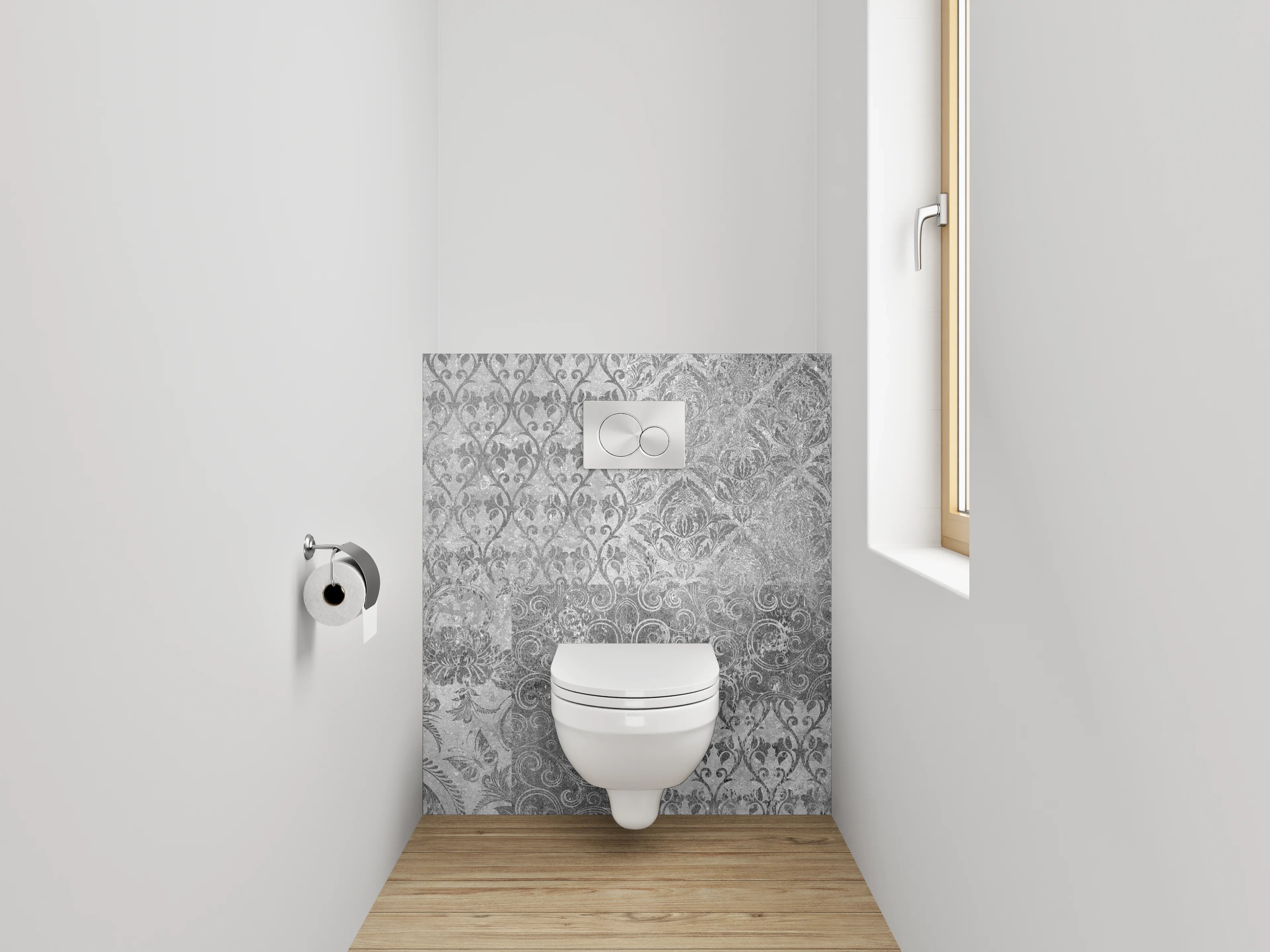 WC-Rückwand - Orientalische Graue Fliesen Muster