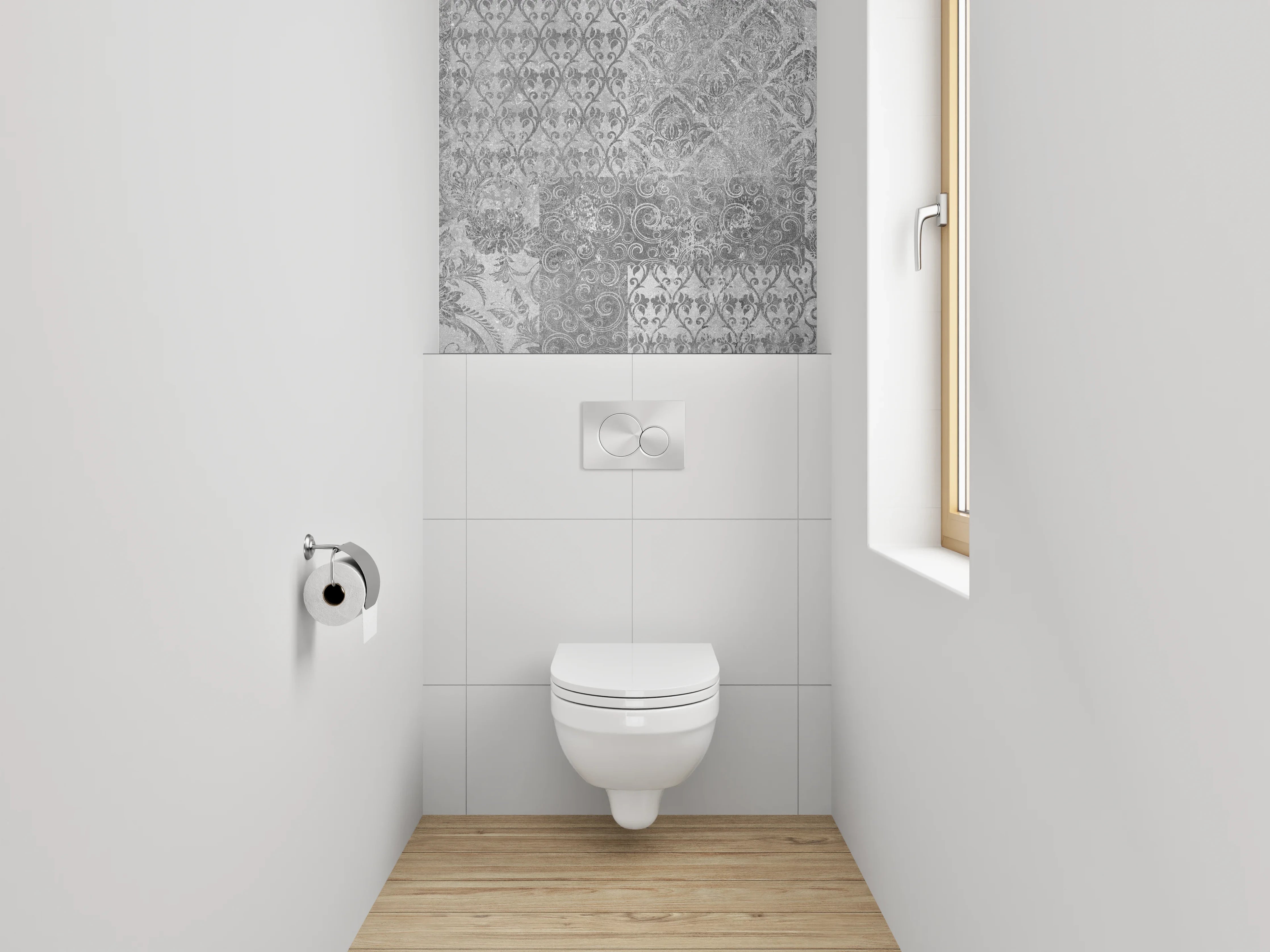 WC-Rückwand - Orientalische Graue Fliesen Muster