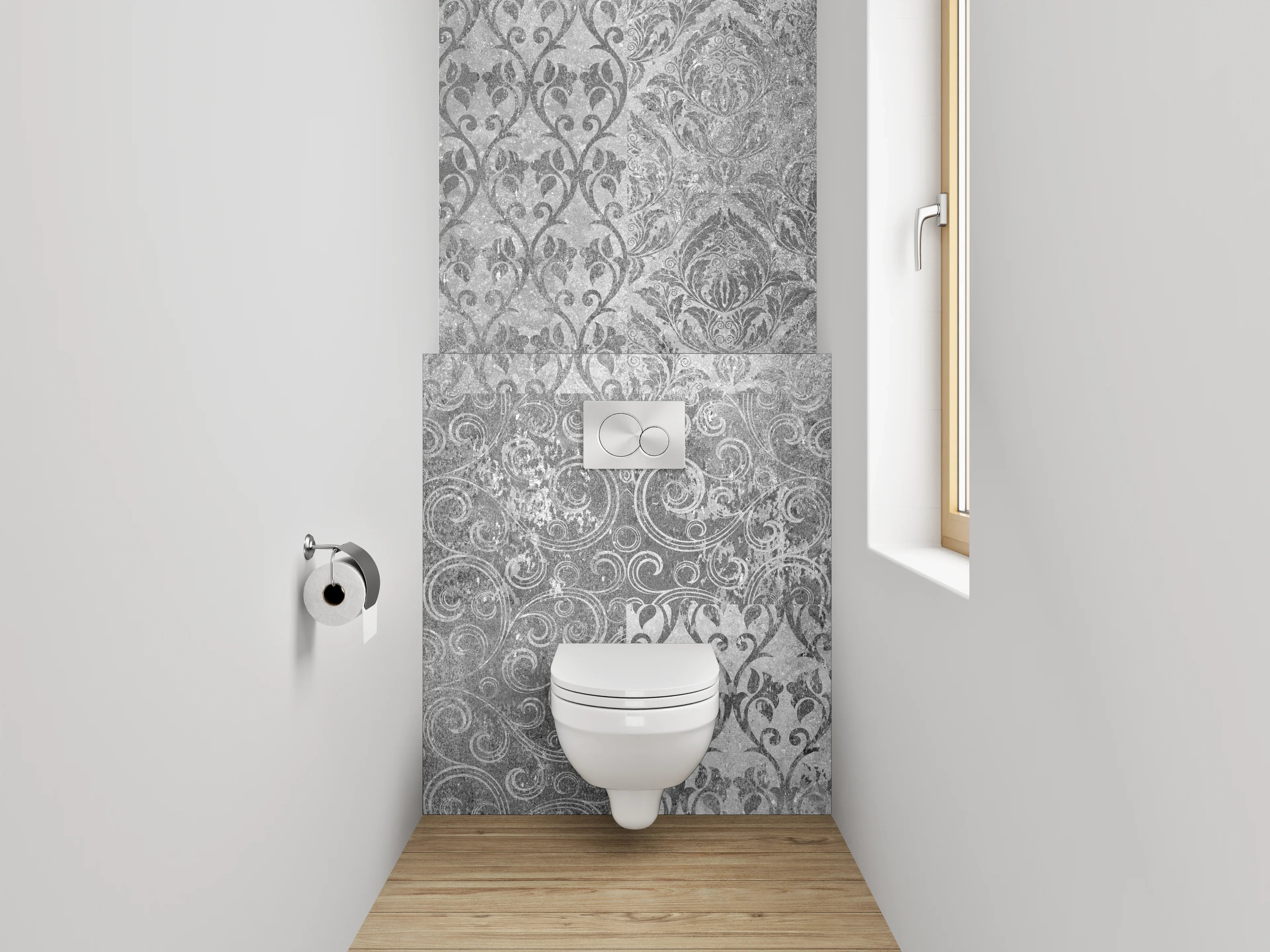 WC-Rückwand - Orientalische Graue Fliesen Muster