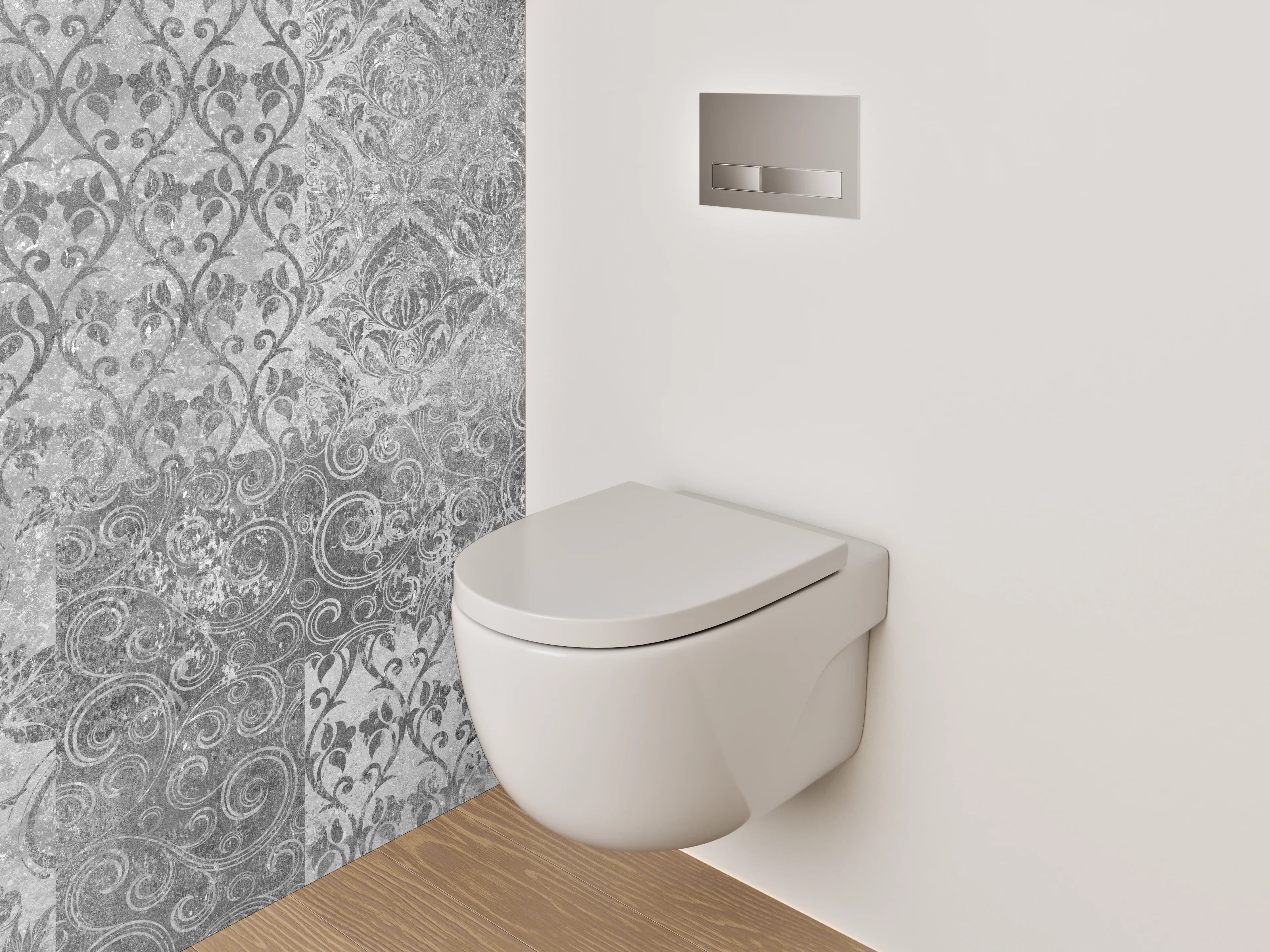 WC-Rückwand - Orientalische Graue Fliesen Muster