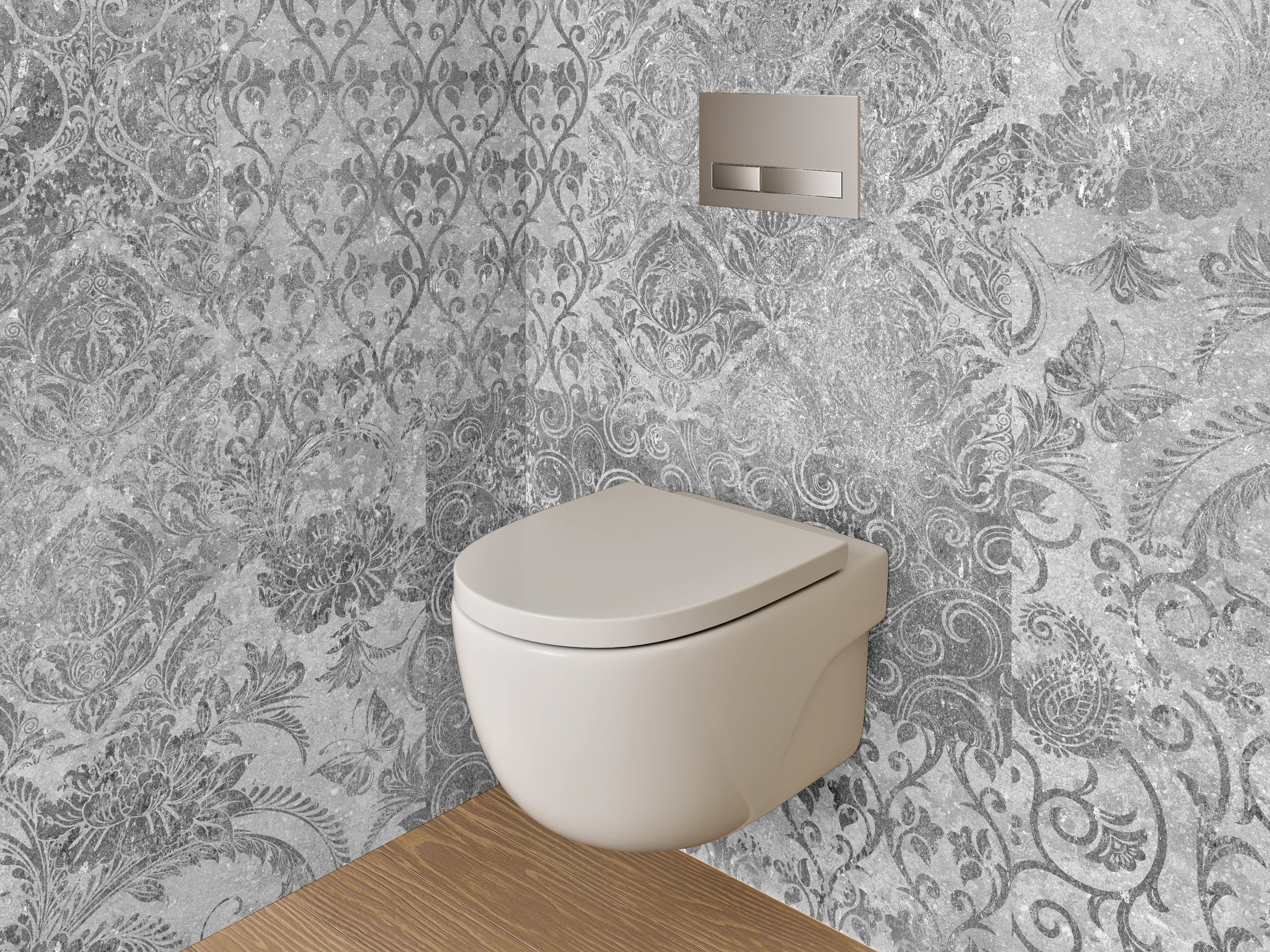 WC-Rückwand - Orientalische Graue Fliesen Muster