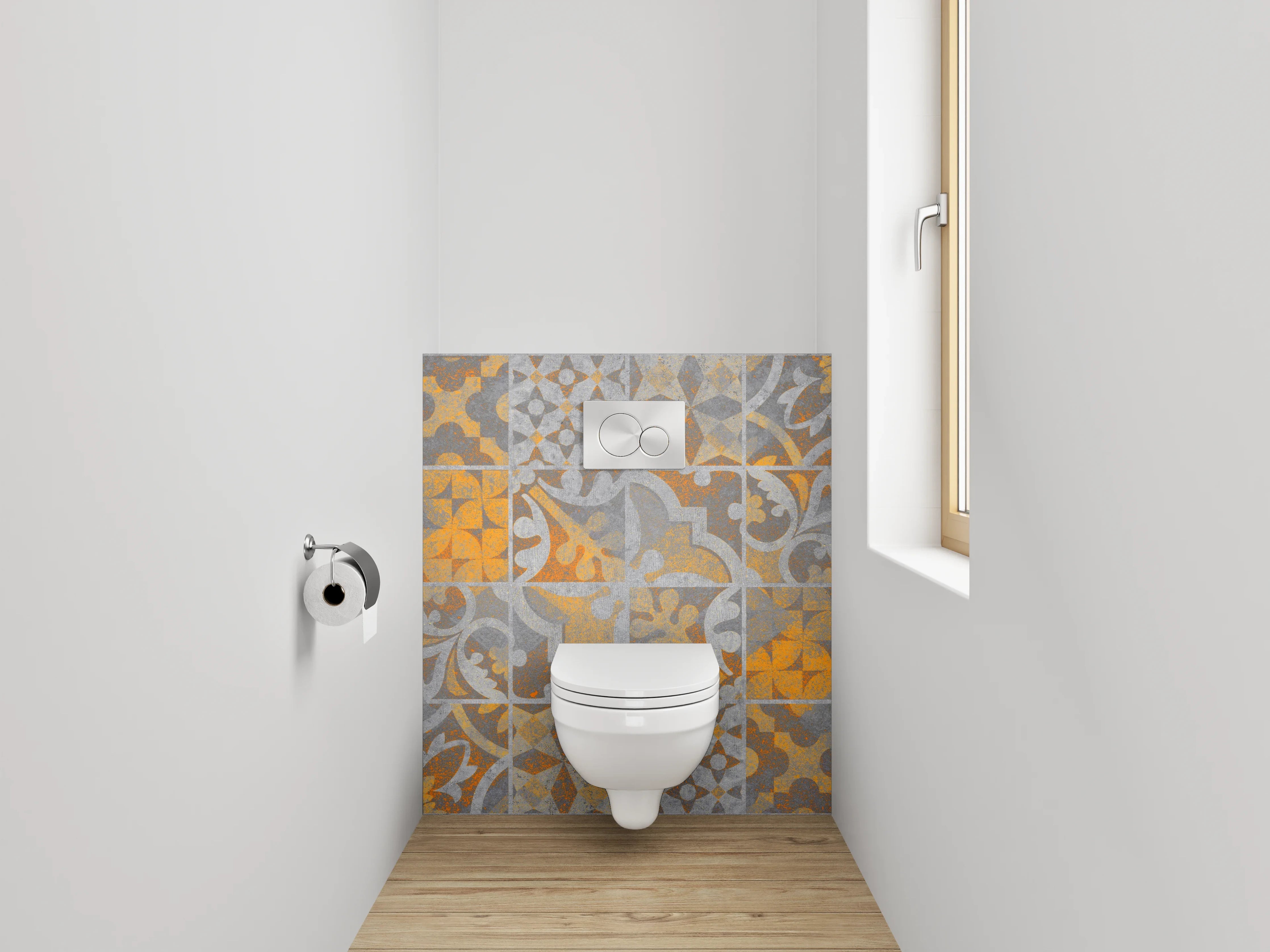 WC-Rückwand - Orientalische Patchwork Fliesenmuster Dekor
