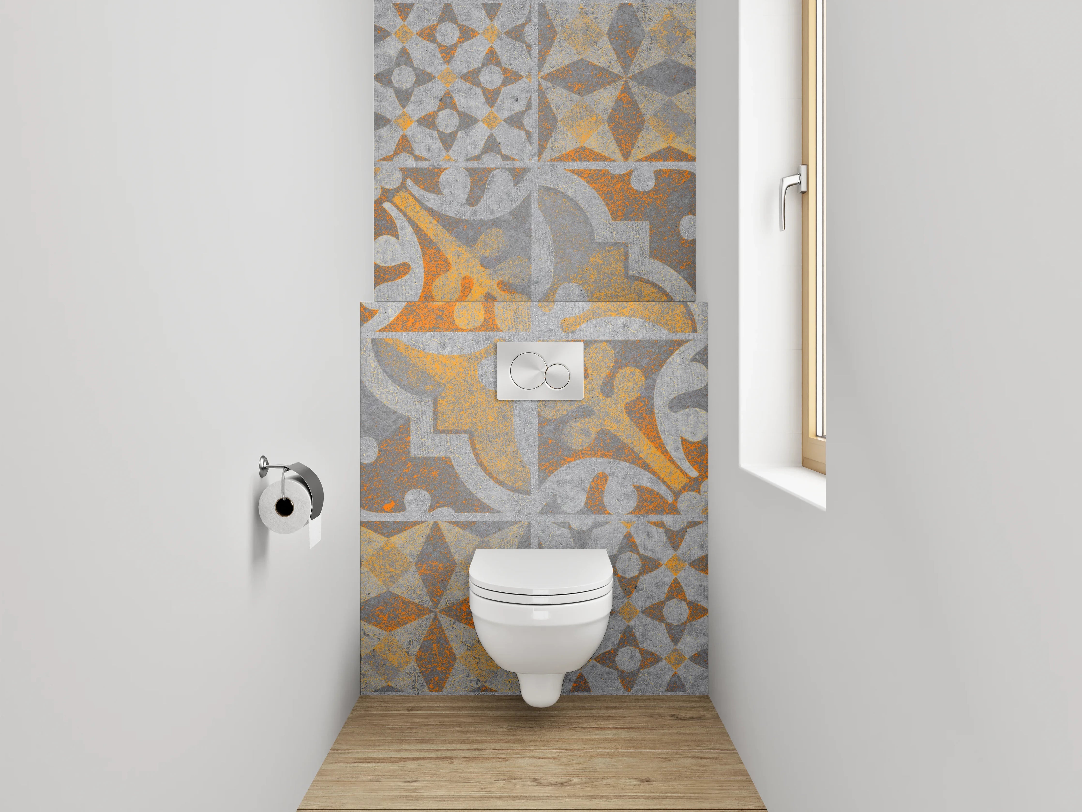 WC-Rückwand - Orientalische Patchwork Fliesenmuster Dekor