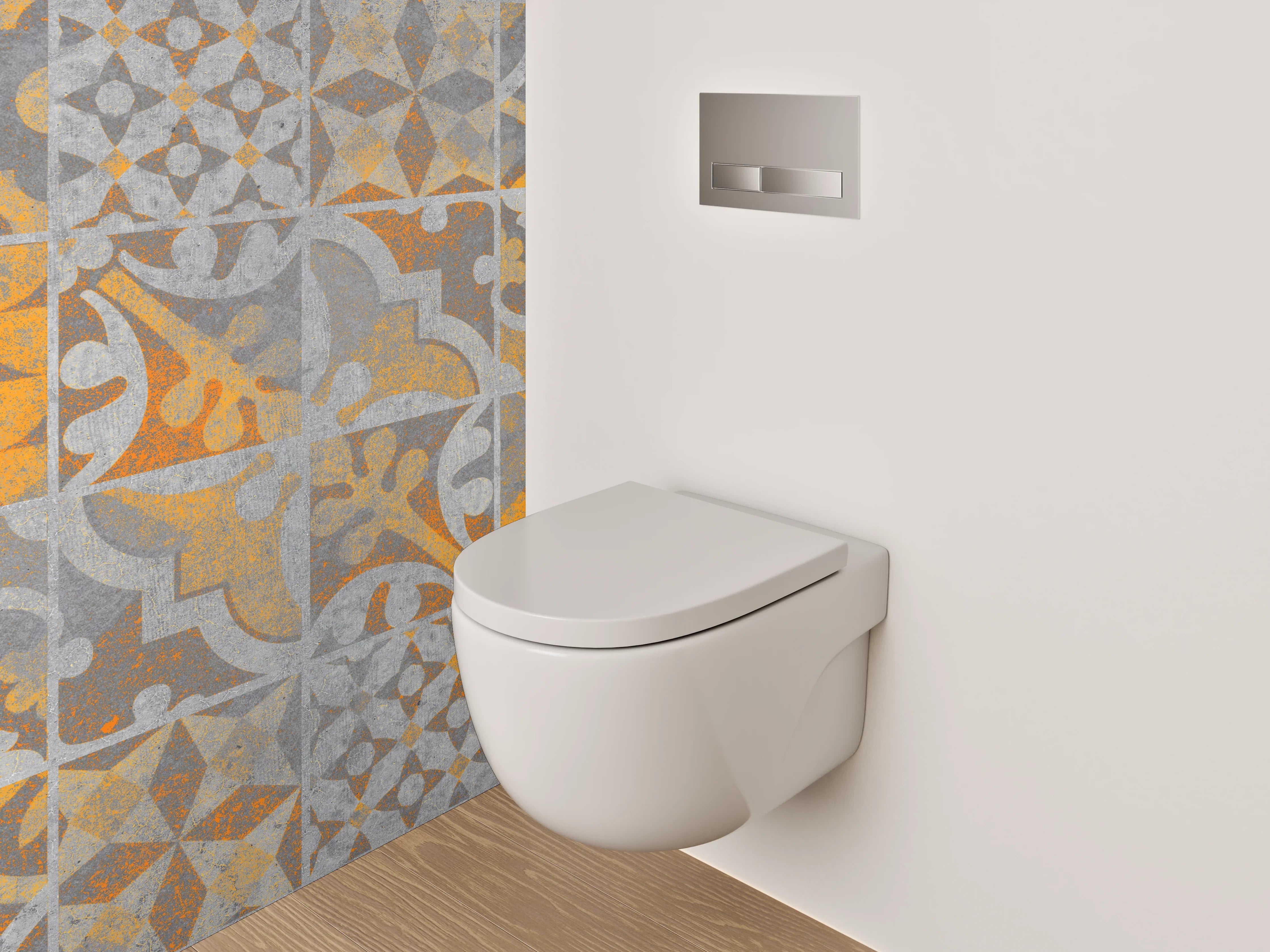 WC-Rückwand - Orientalische Patchwork Fliesenmuster Dekor