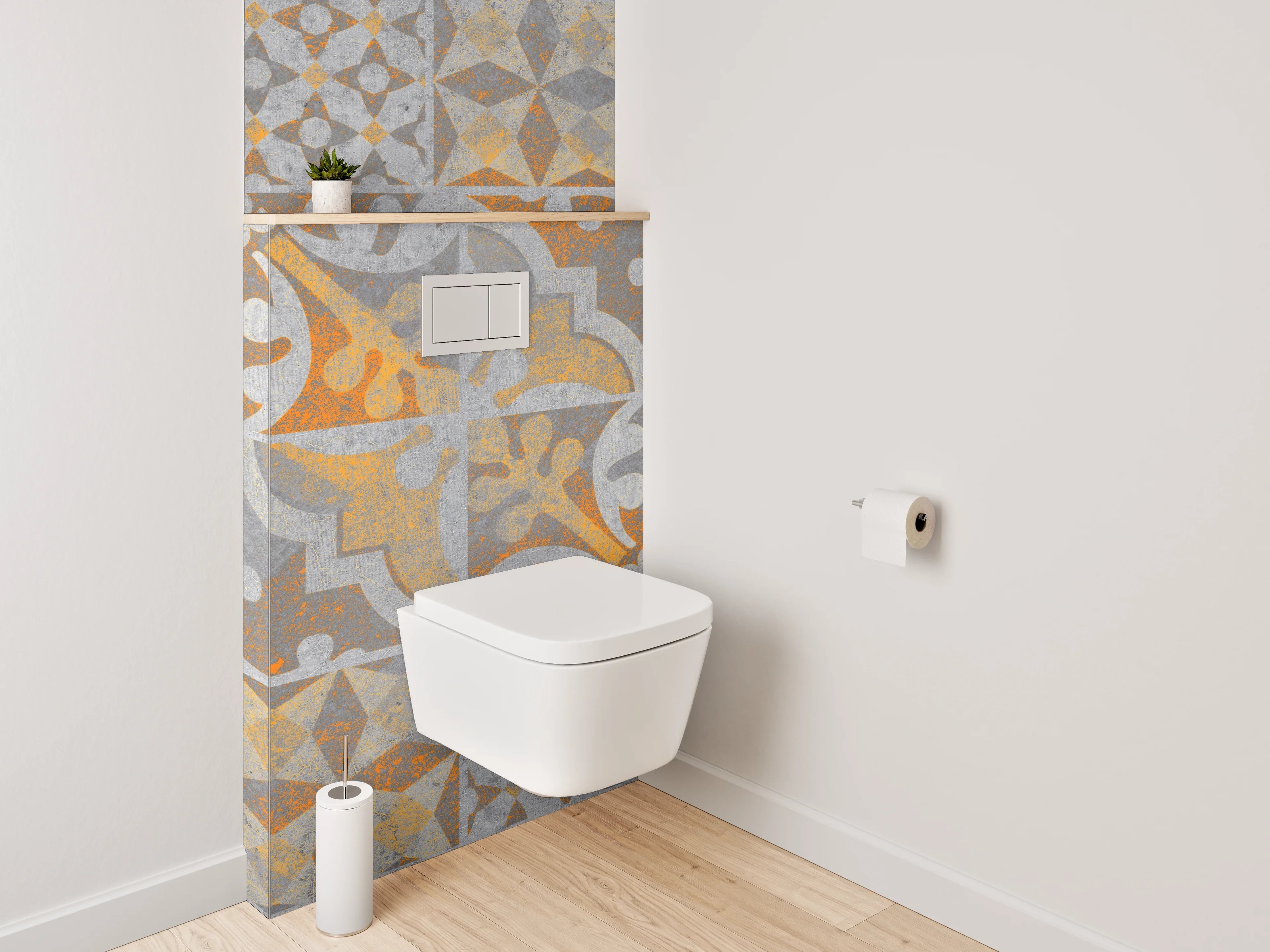 WC-Rückwand - Orientalische Patchwork Fliesenmuster Dekor