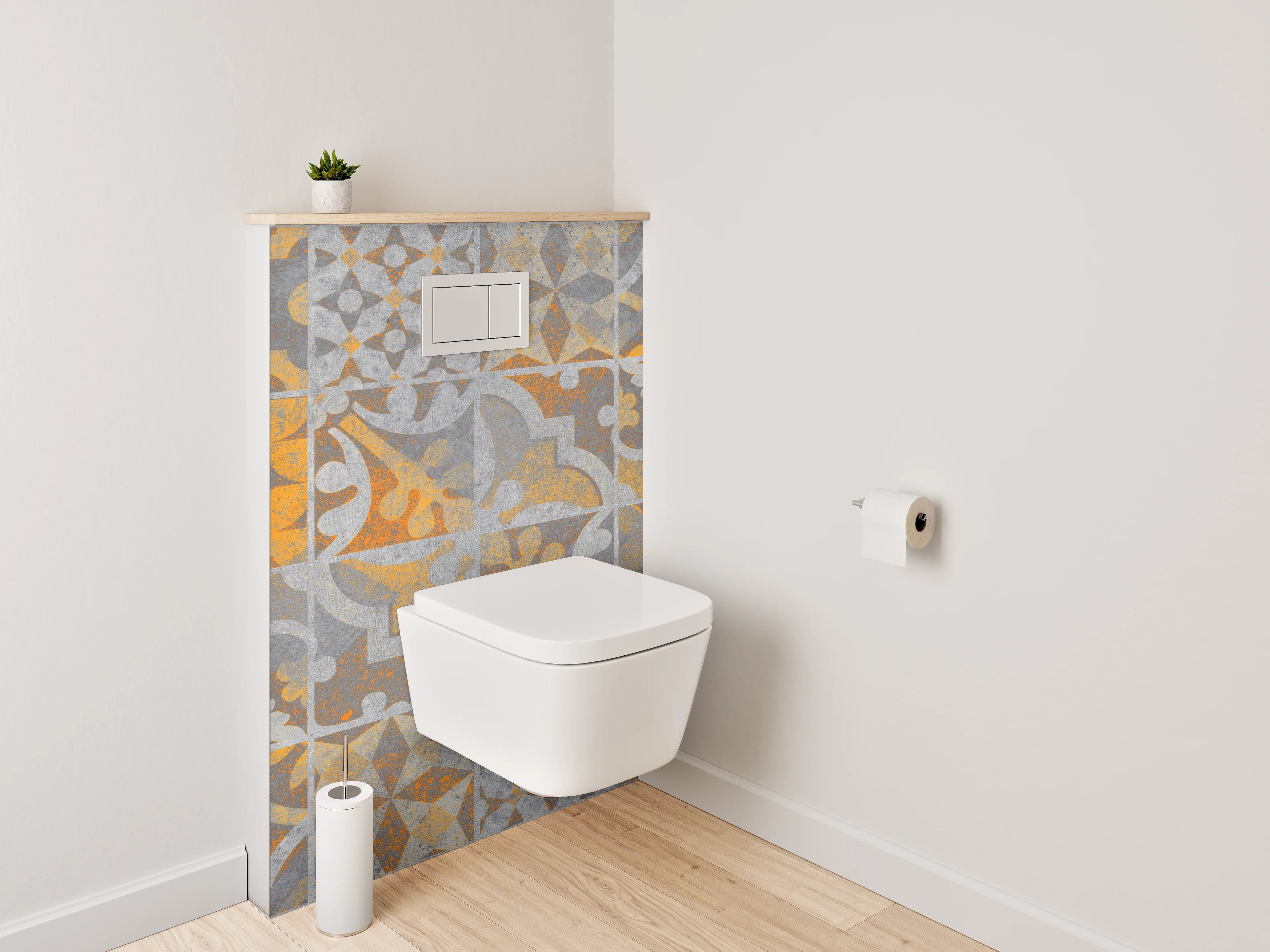 WC-Rückwand - Orientalische Patchwork Fliesenmuster Dekor