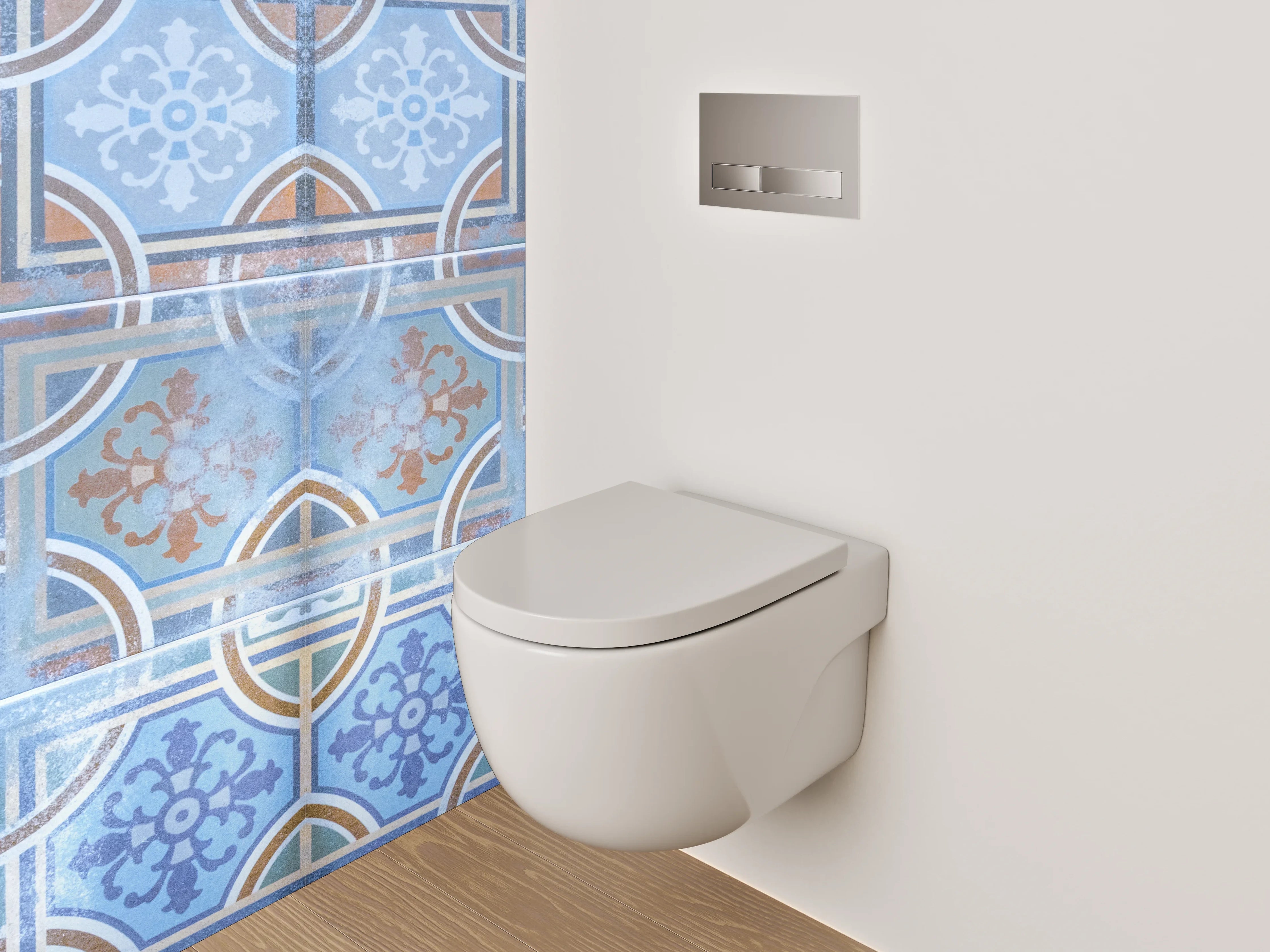 WC-Rückwand - Orientalische Vintage Fliesenmuster Blau