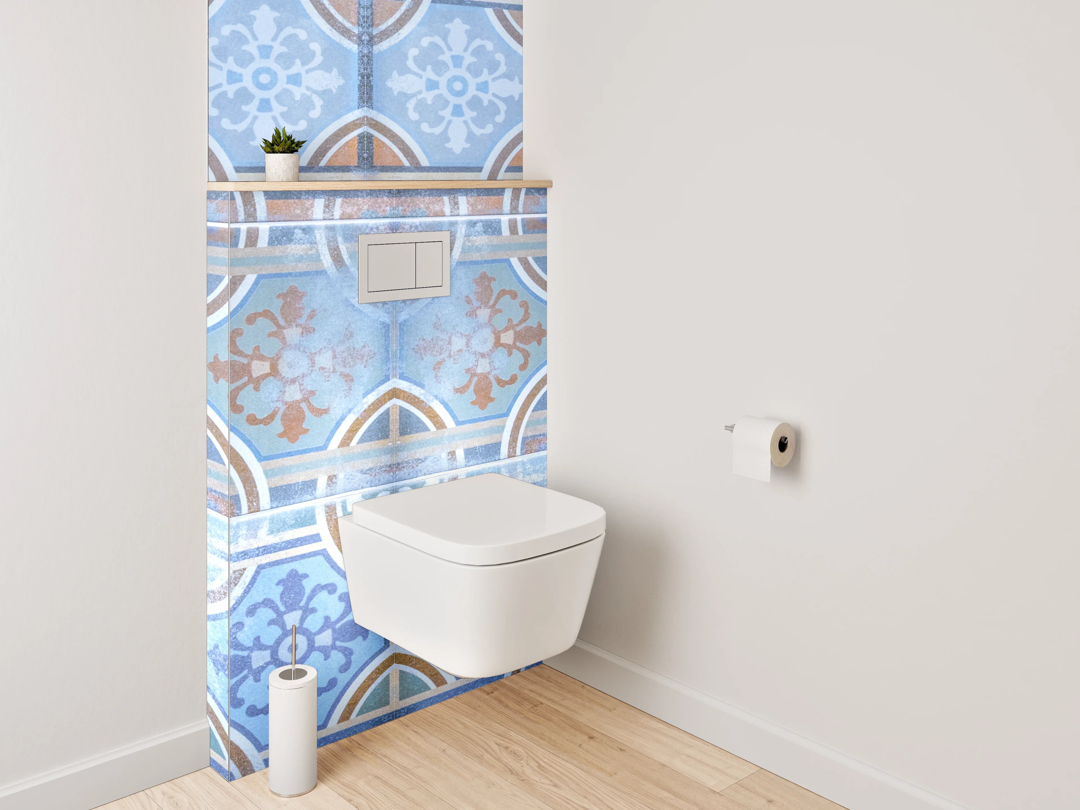 WC-Rückwand - Orientalische Vintage Fliesenmuster Blau