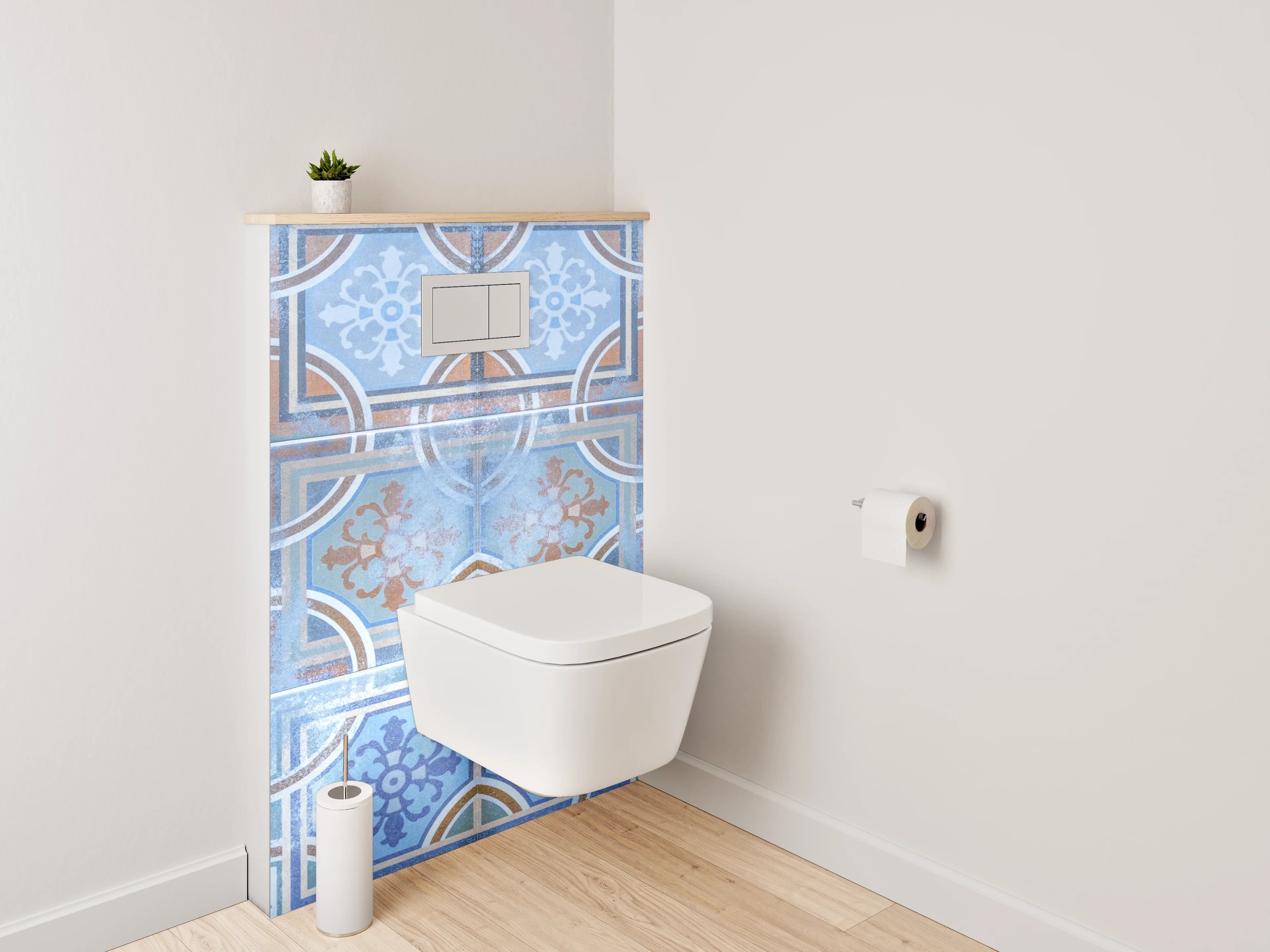WC-Rückwand - Orientalische Vintage Fliesenmuster Blau