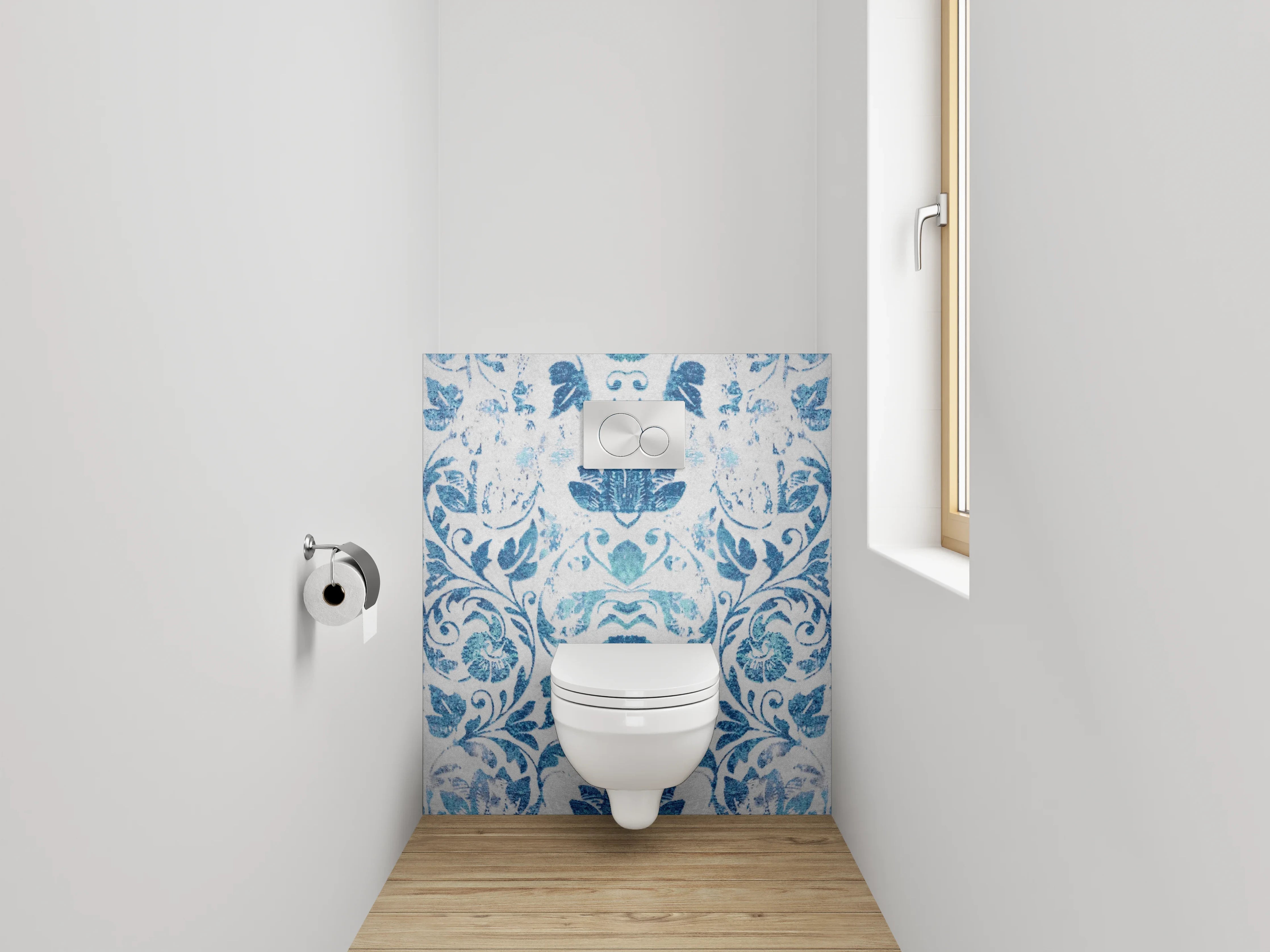 WC-Rückwand - Orientalisches Blau-Weiß Ornament Muster