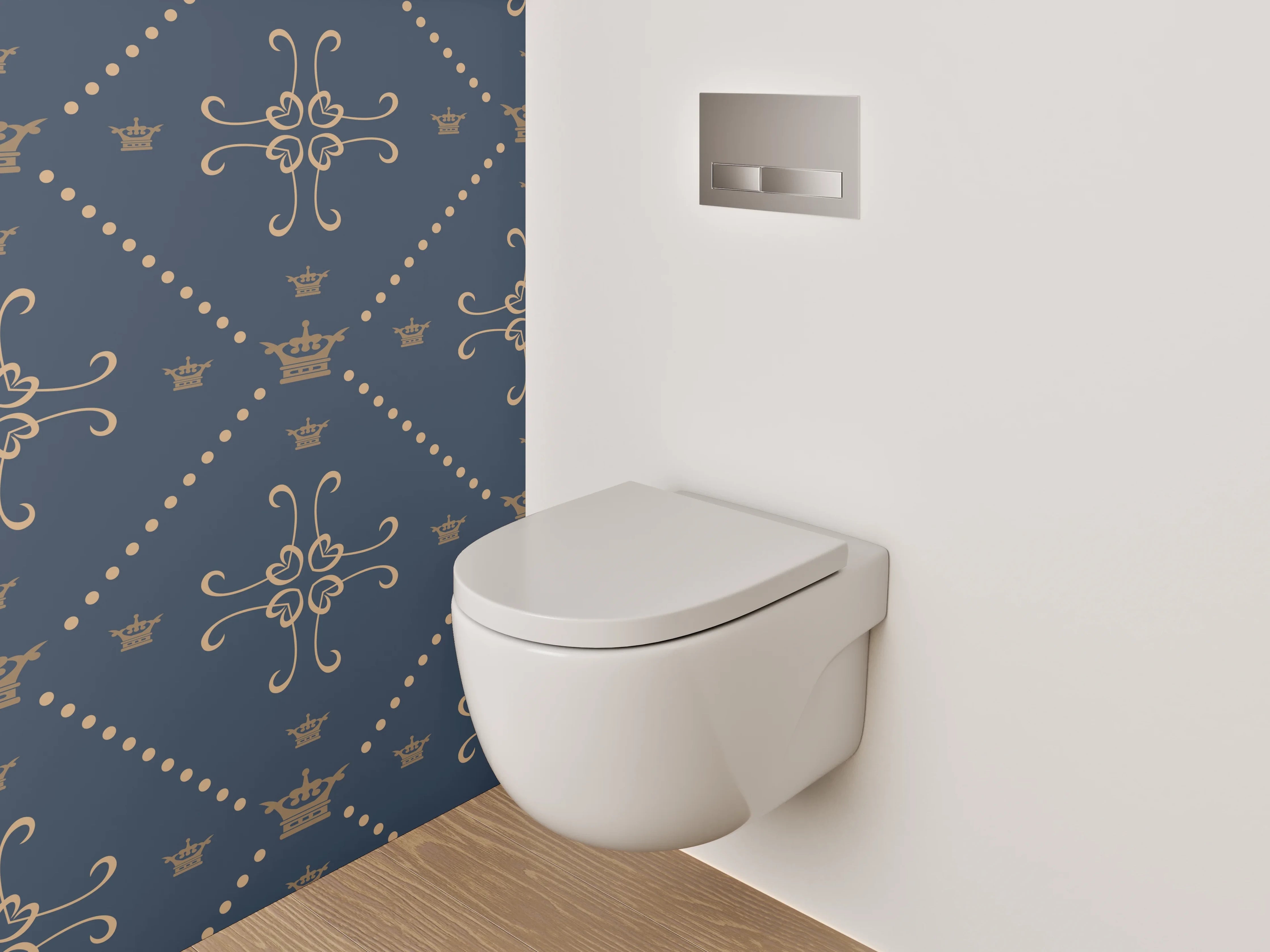 WC-Rückwand - Orientalisches Blumenmuster Blau Braun