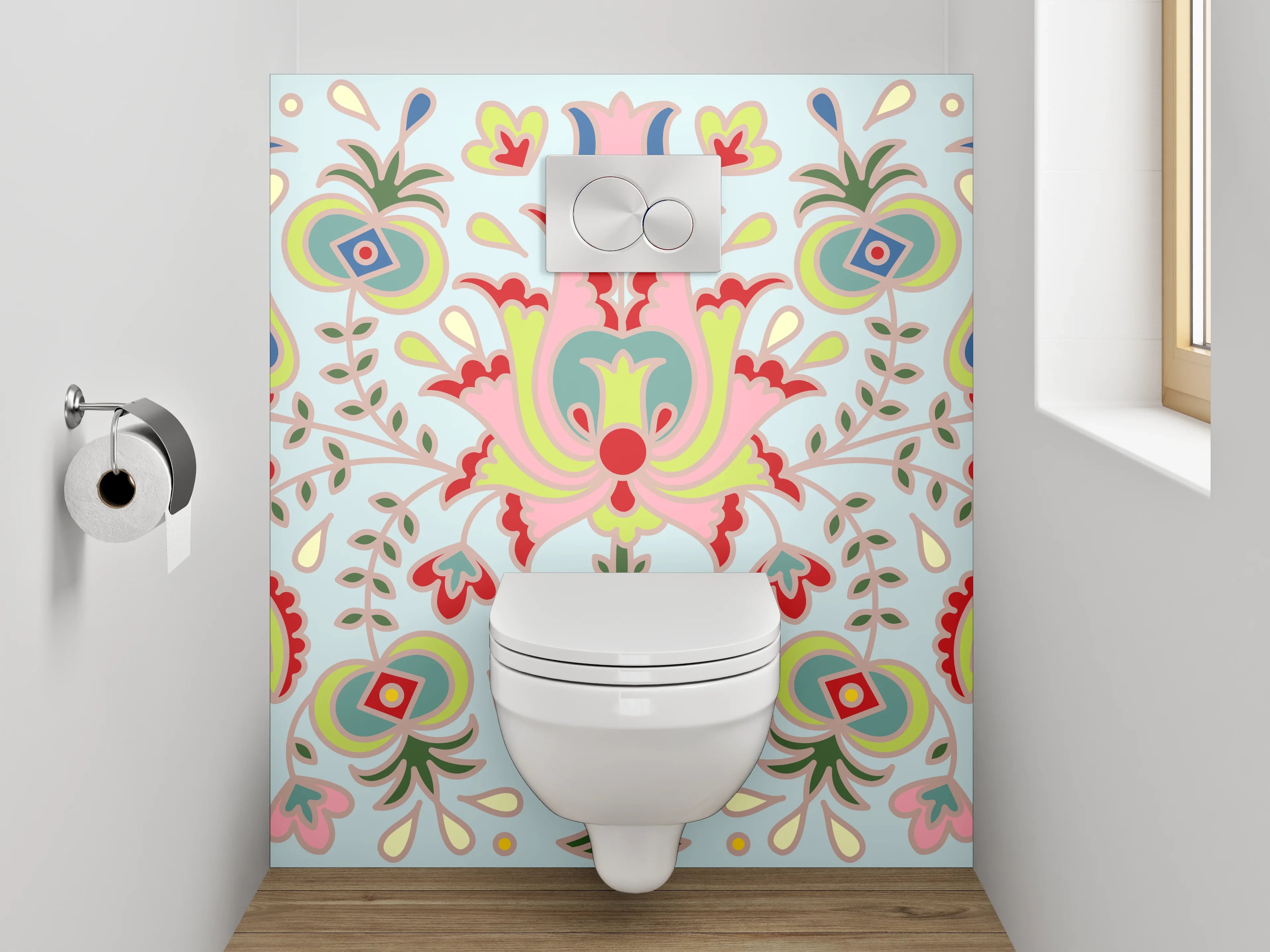 WC-Rückwand - Orientalisches Blumenornament Muster Design