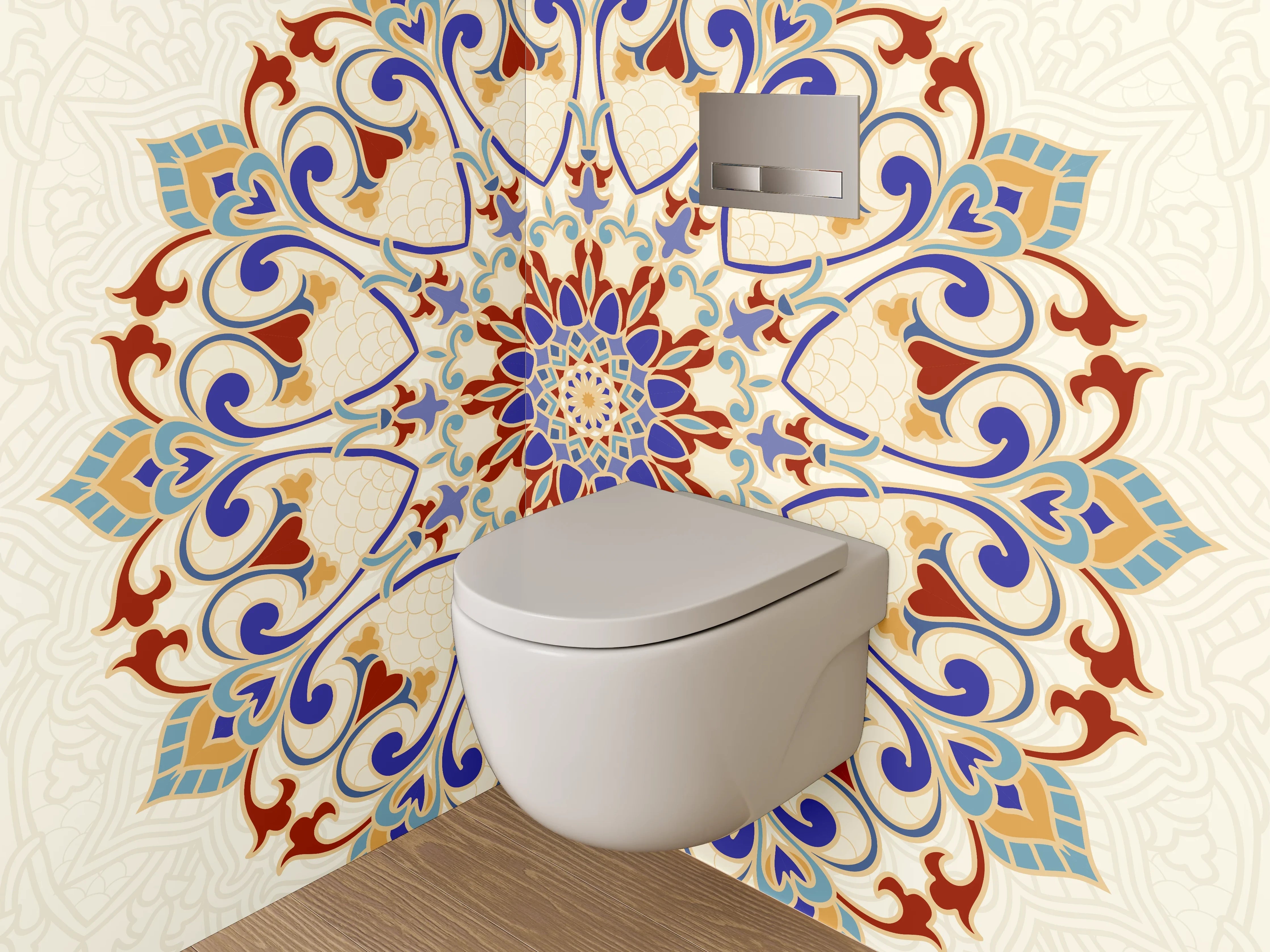WC-Rückwand - Orientalisches Mandala Muster Fliesenoptik