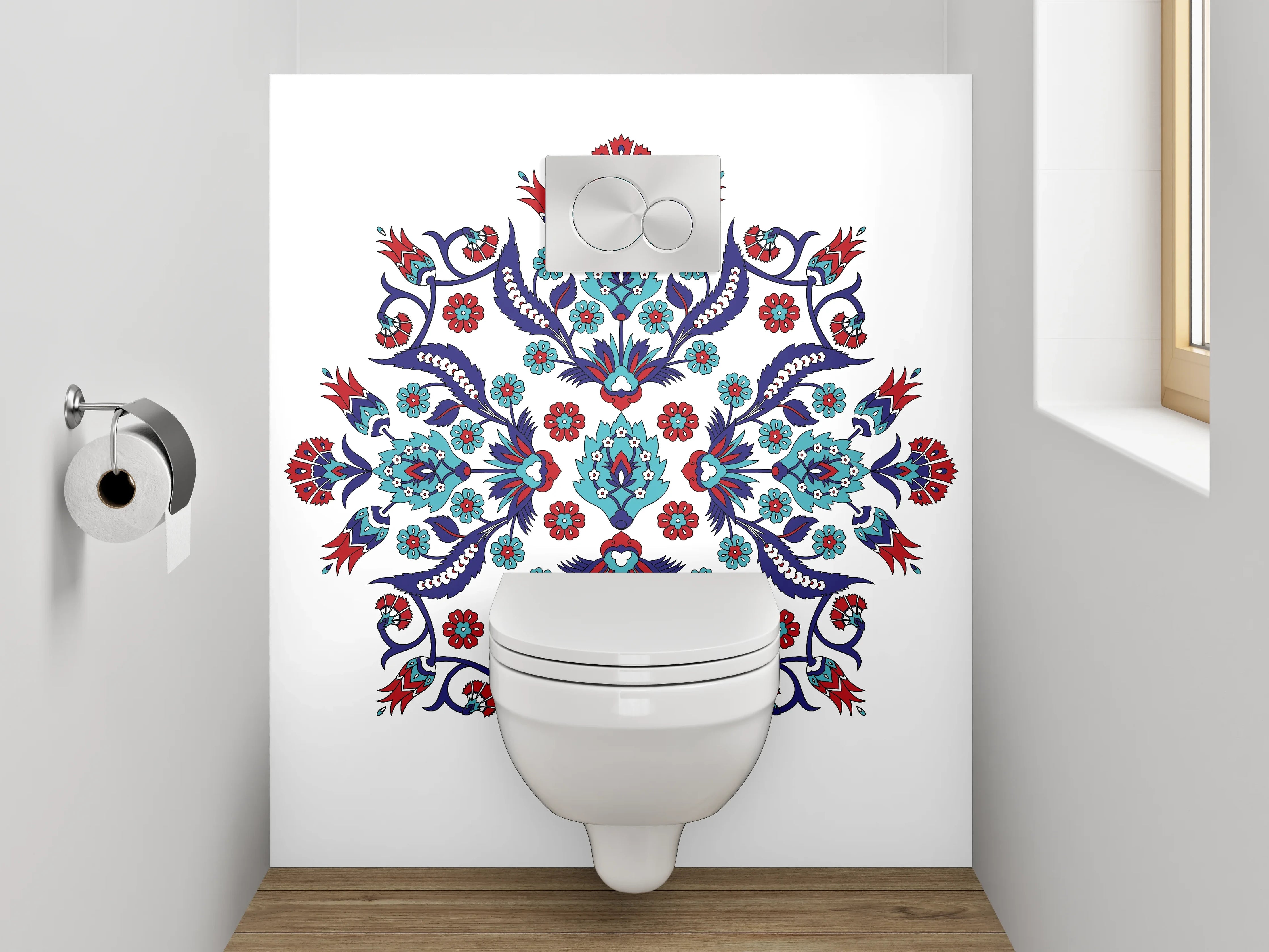 WC-Rückwand - Orientalisches Mandala Muster Rot Blau