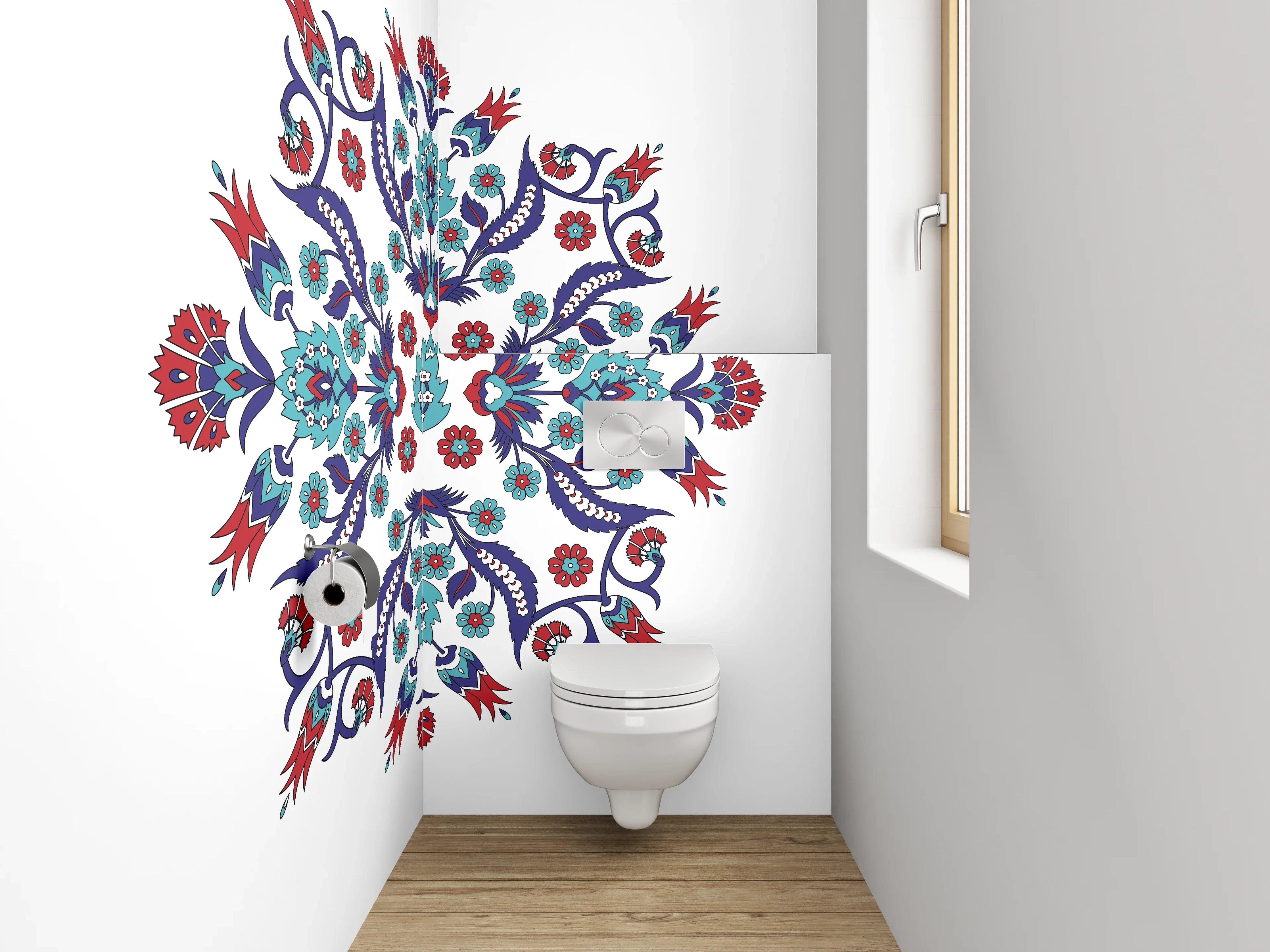 WC-Rückwand - Orientalisches Mandala Muster Rot Blau