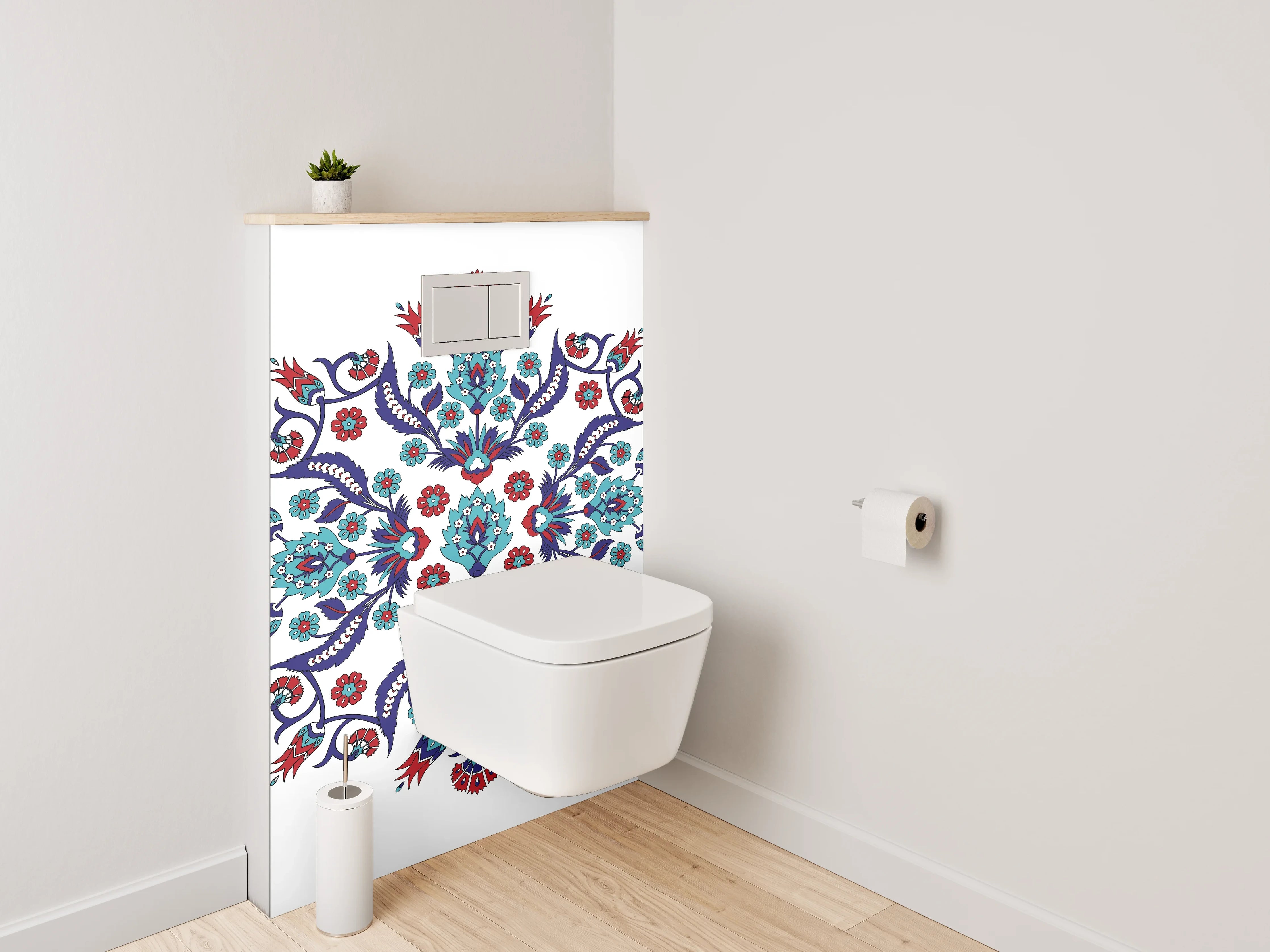 WC-Rückwand - Orientalisches Mandala Muster Rot Blau