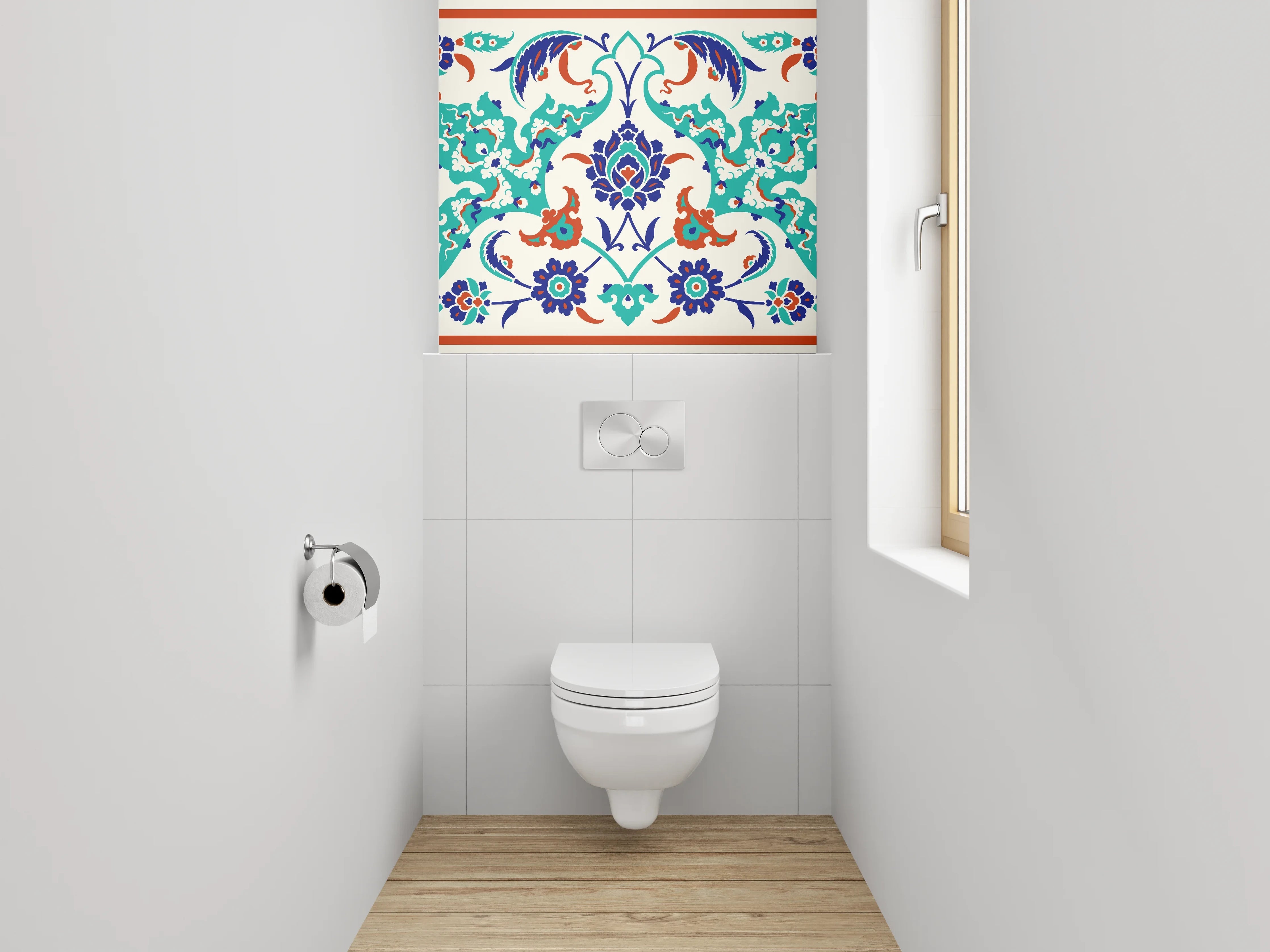WC-Rückwand - Orientalisches Mosaik Blumen Bordüre