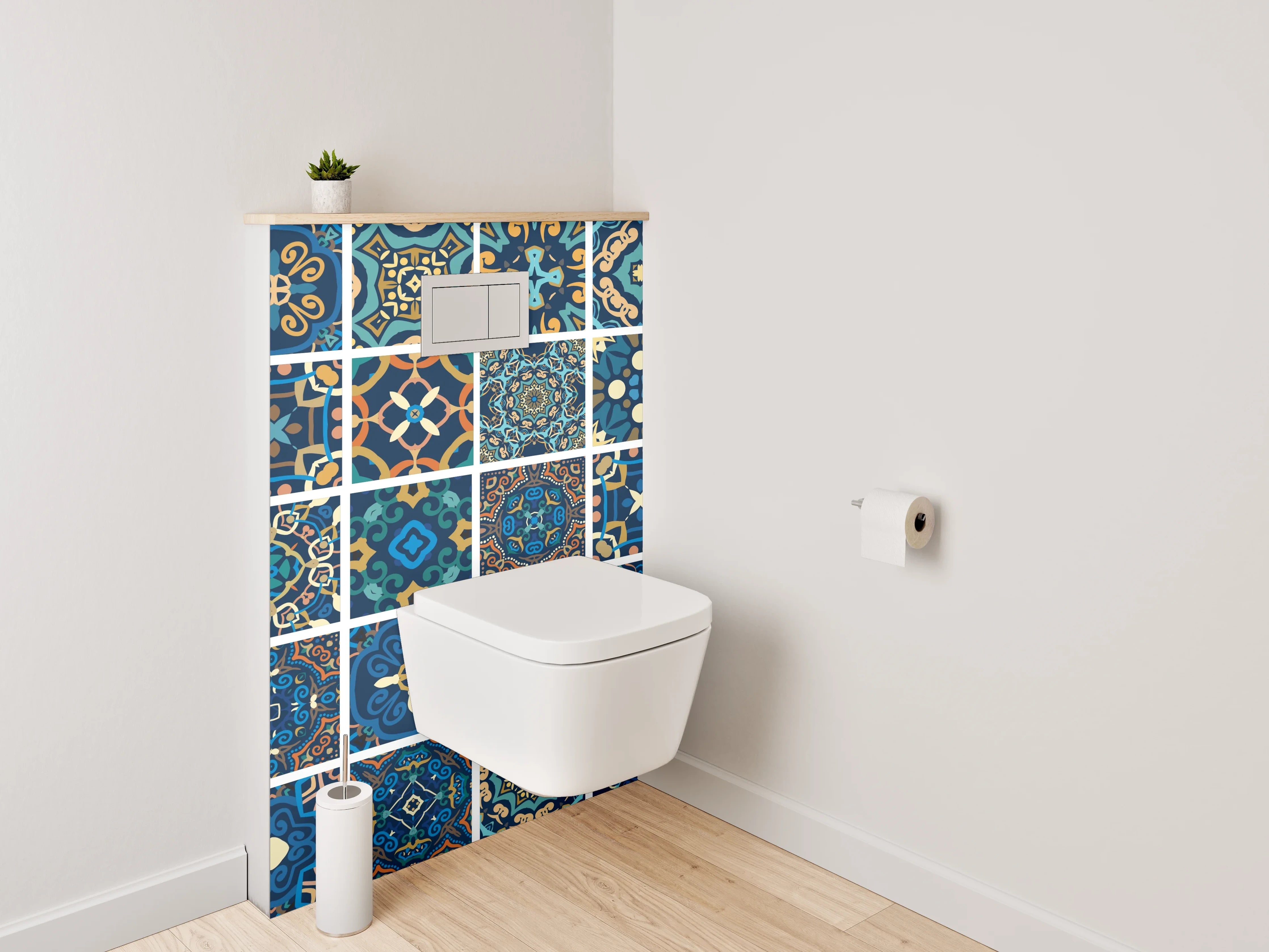WC-Rückwand - Orientalisches Mosaik Fliesen Mix Blau