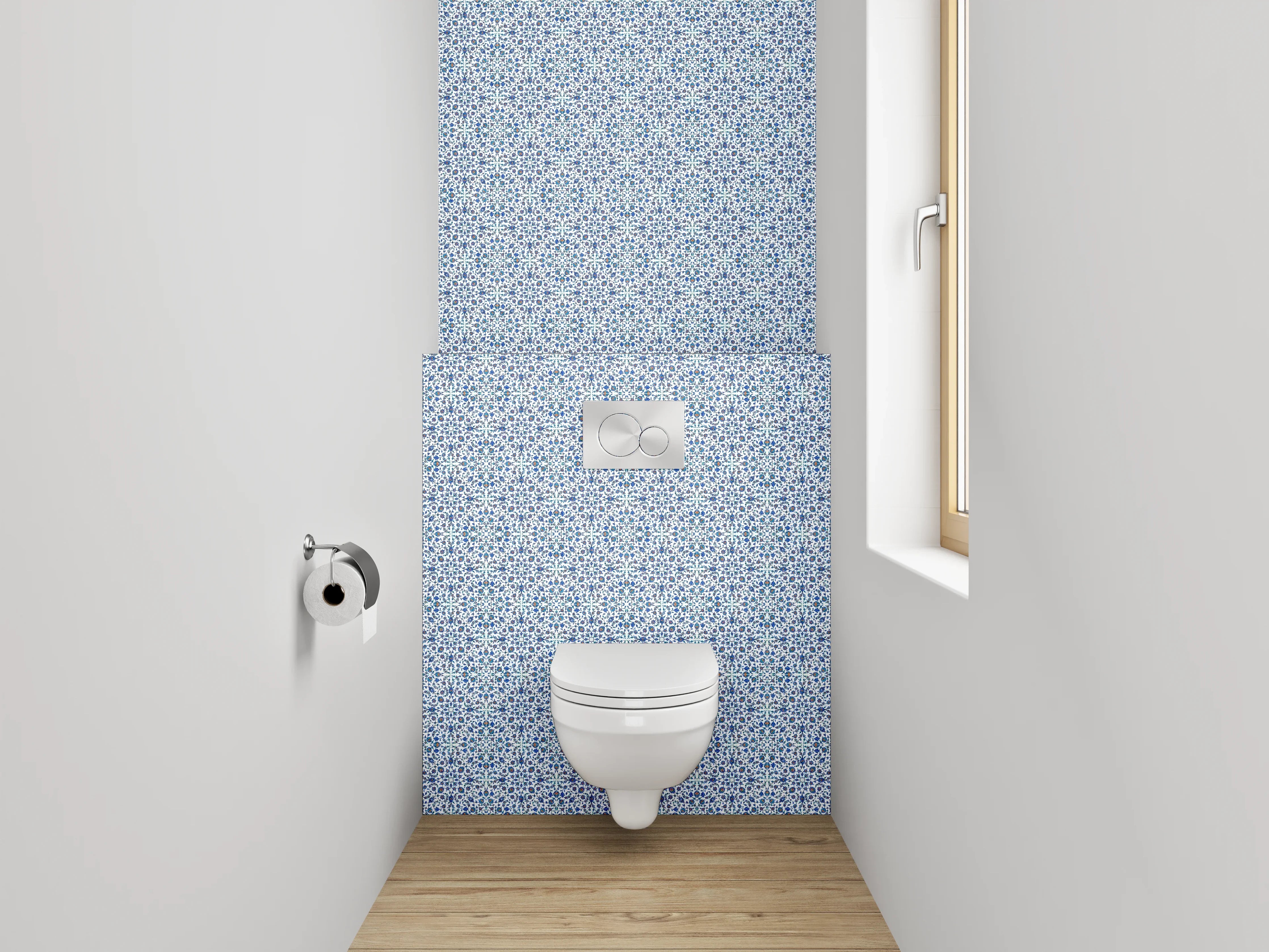 WC-Rückwand - Orientalisches Mosaik-Fliesenmuster Blau