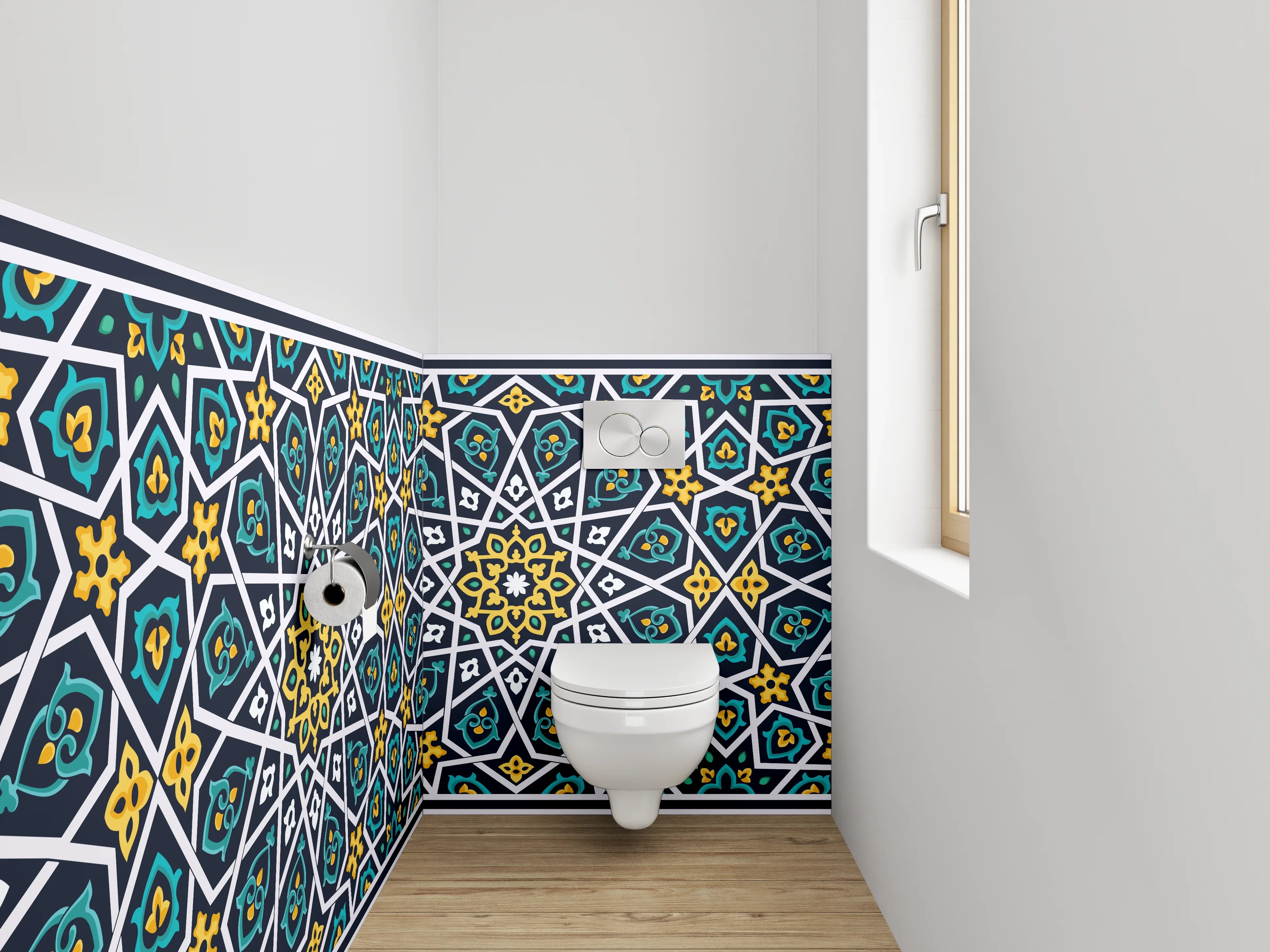 WC-Rückwand - Orientalisches Mosaik Fliesenmuster Bordüre