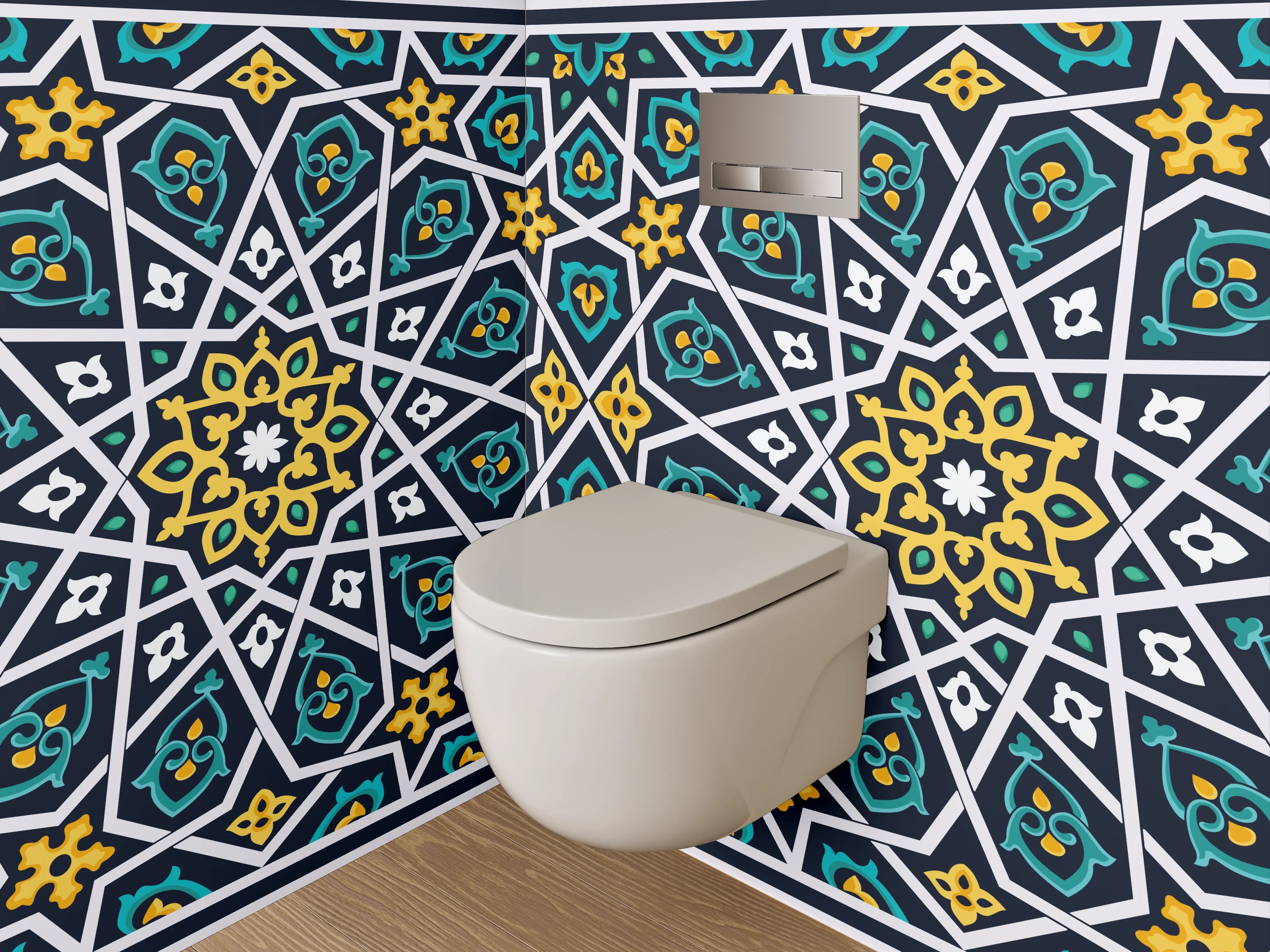 WC-Rückwand - Orientalisches Mosaik Fliesenmuster Bordüre