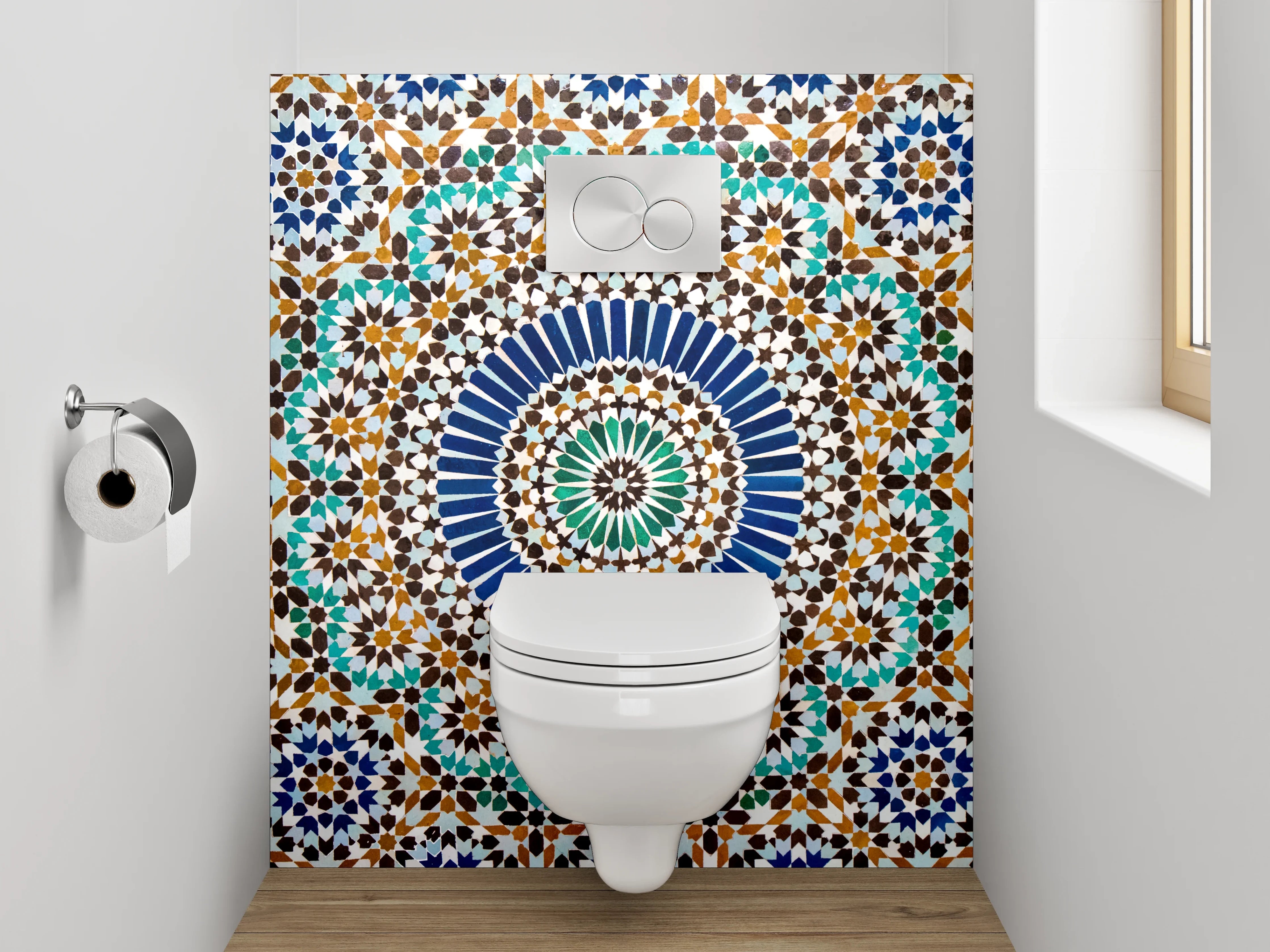 WC-Rückwand - Orientalisches Mosaik-Fliesenmuster Kreise