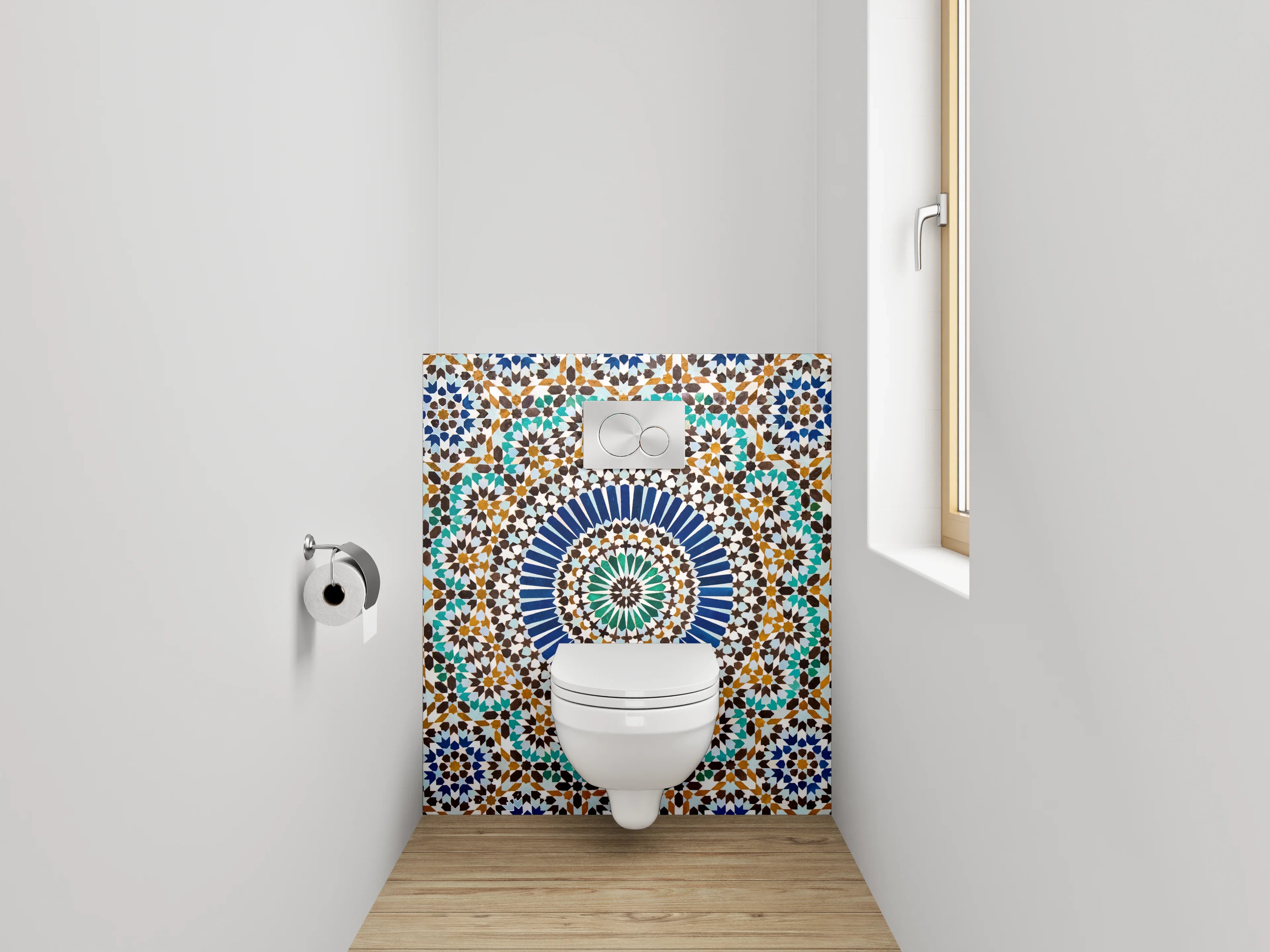 WC-Rückwand - Orientalisches Mosaik-Fliesenmuster Kreise