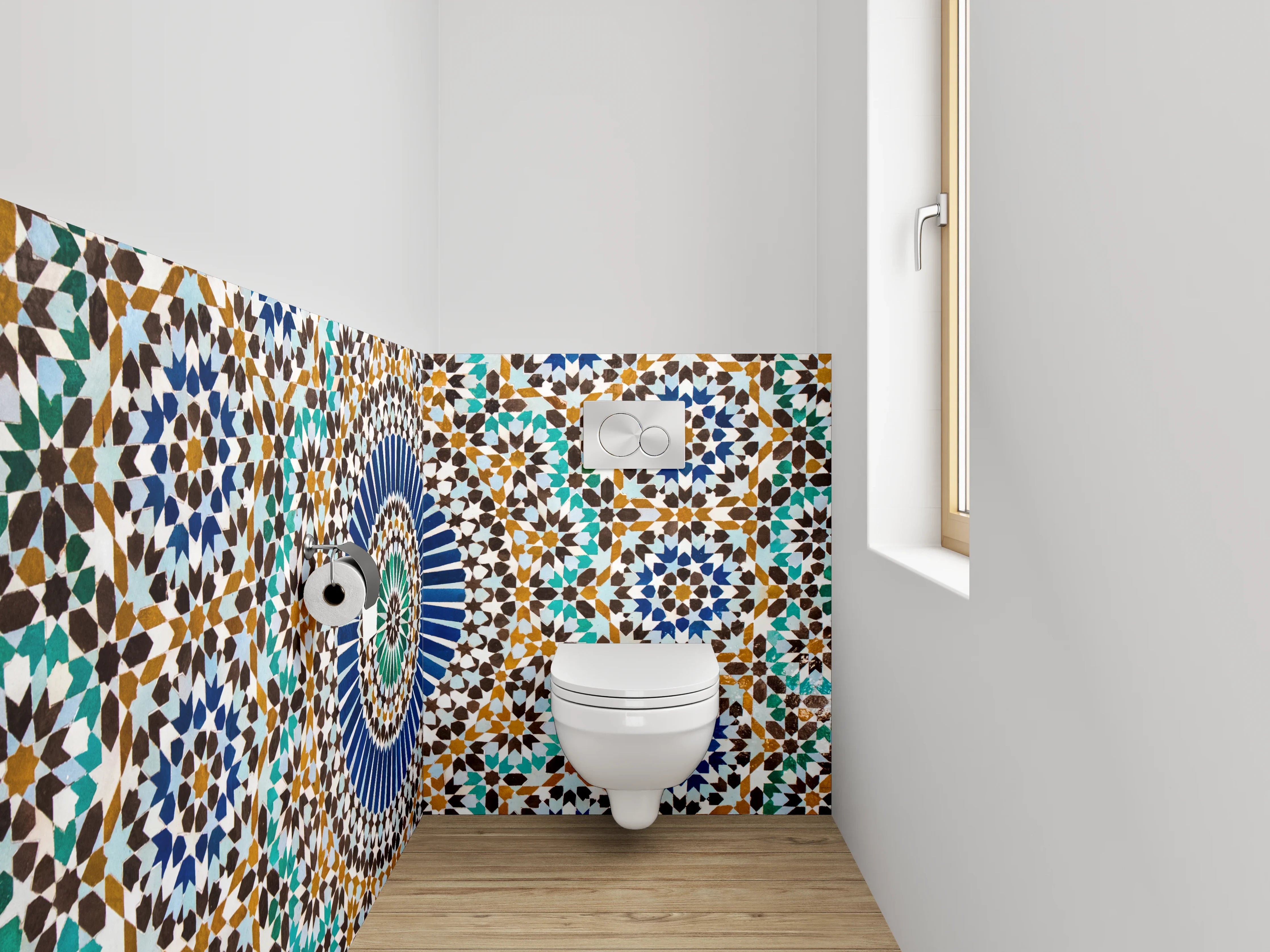 WC-Rückwand - Orientalisches Mosaik-Fliesenmuster Kreise