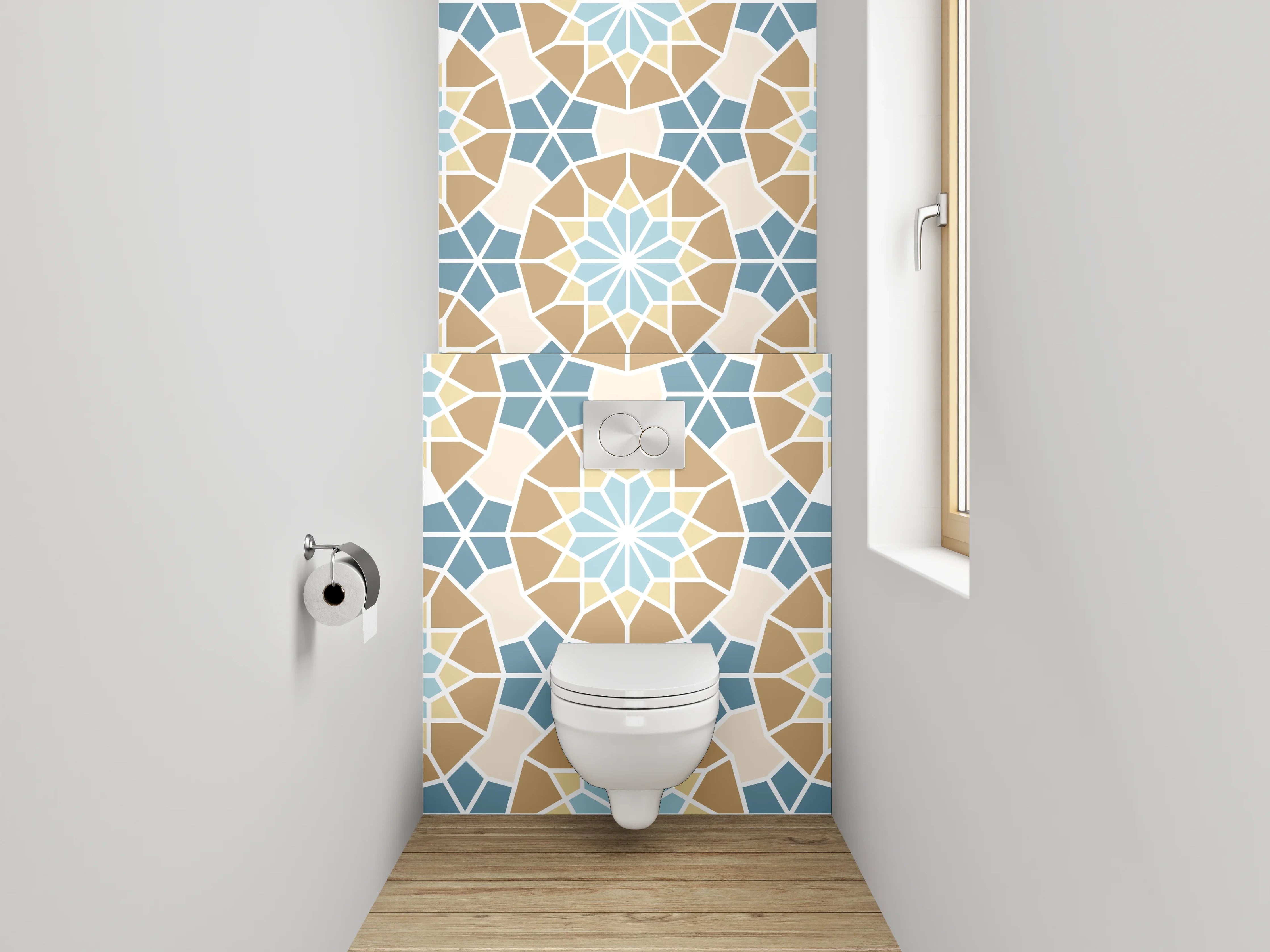 WC-Rückwand - Orientalisches Mosaik Muster Blau Beige