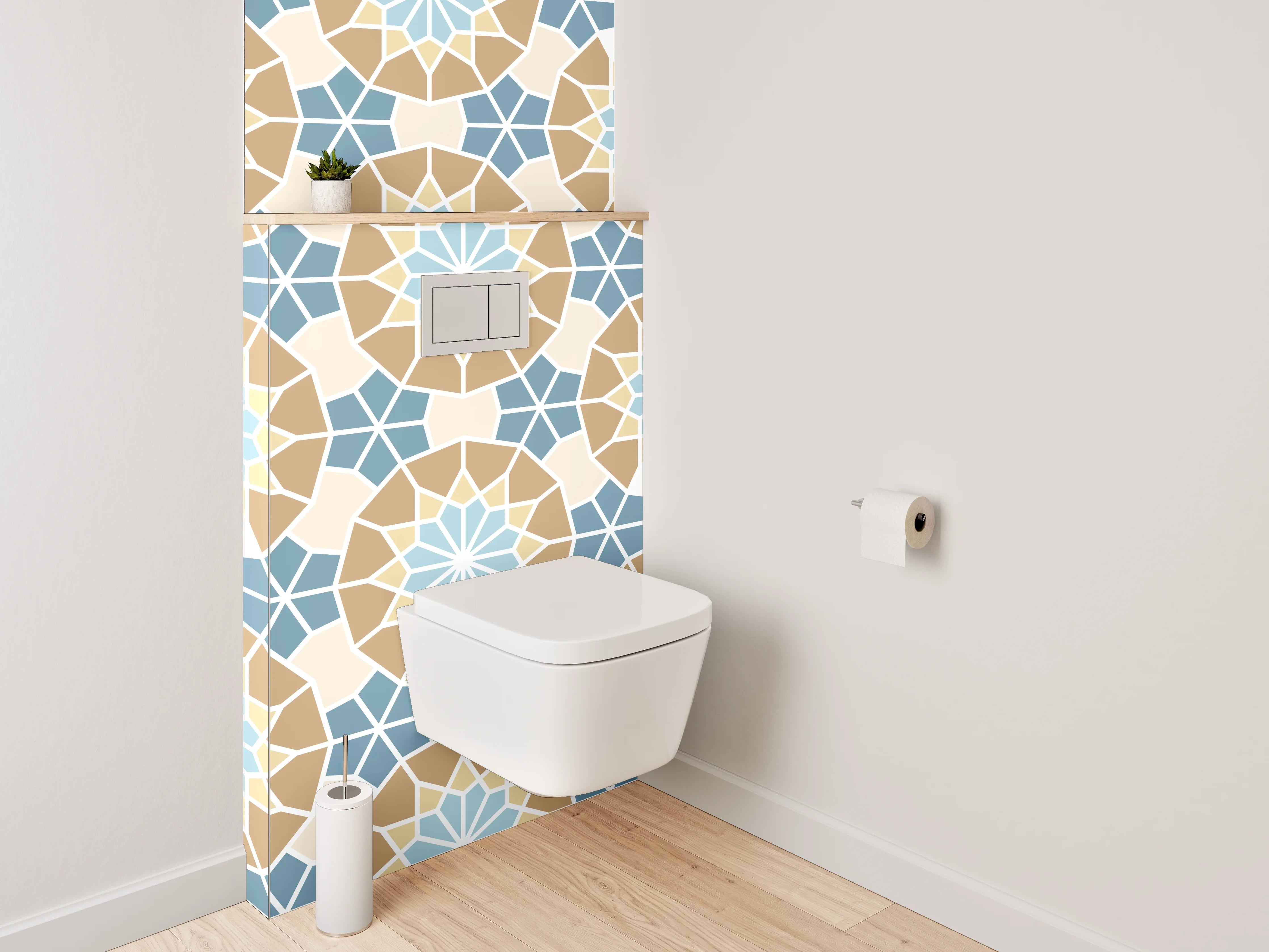 WC-Rückwand - Orientalisches Mosaik Muster Blau Beige