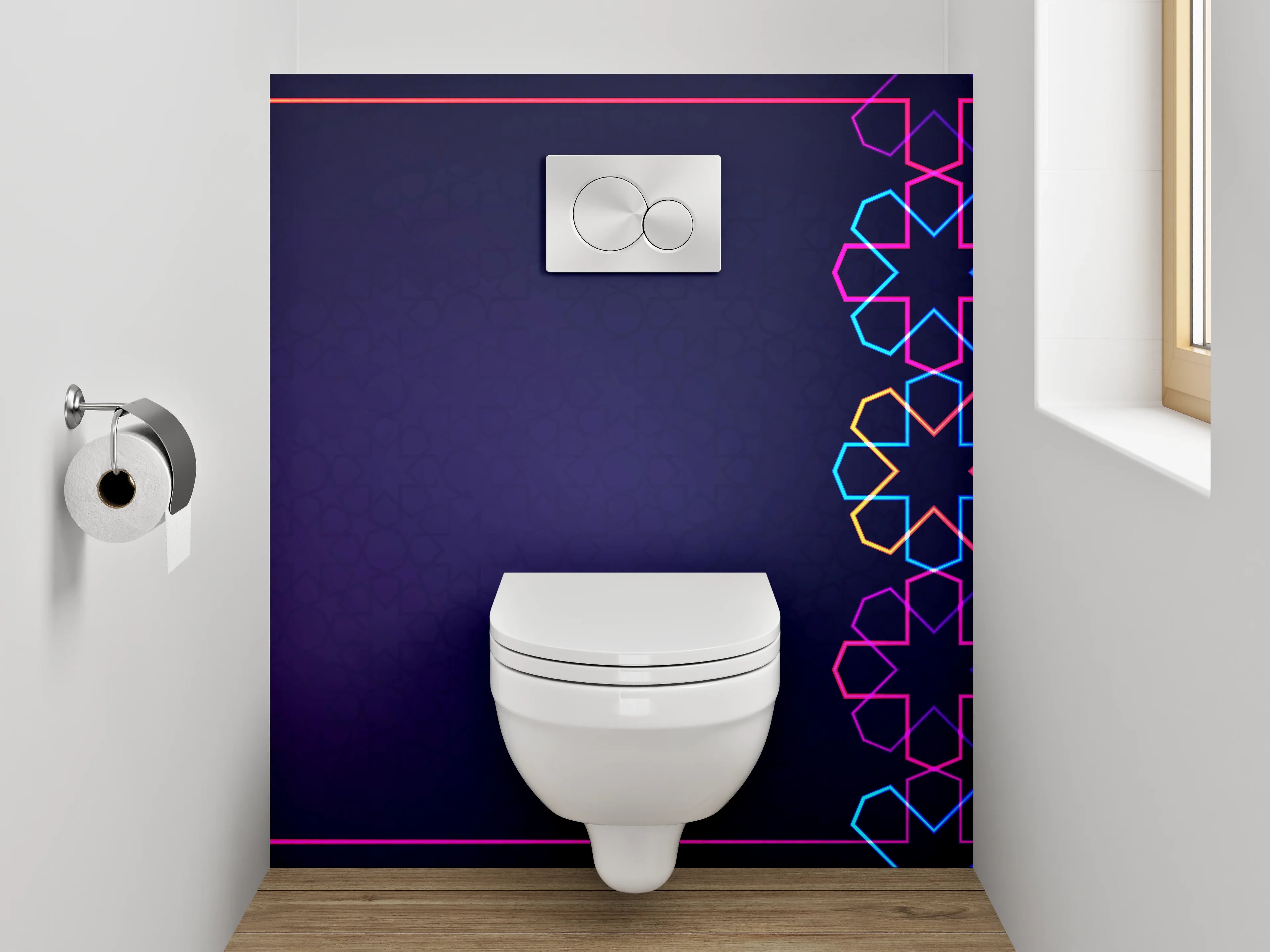 WC-Rückwand - Orientalisches Mosaik Muster Dunkelblau