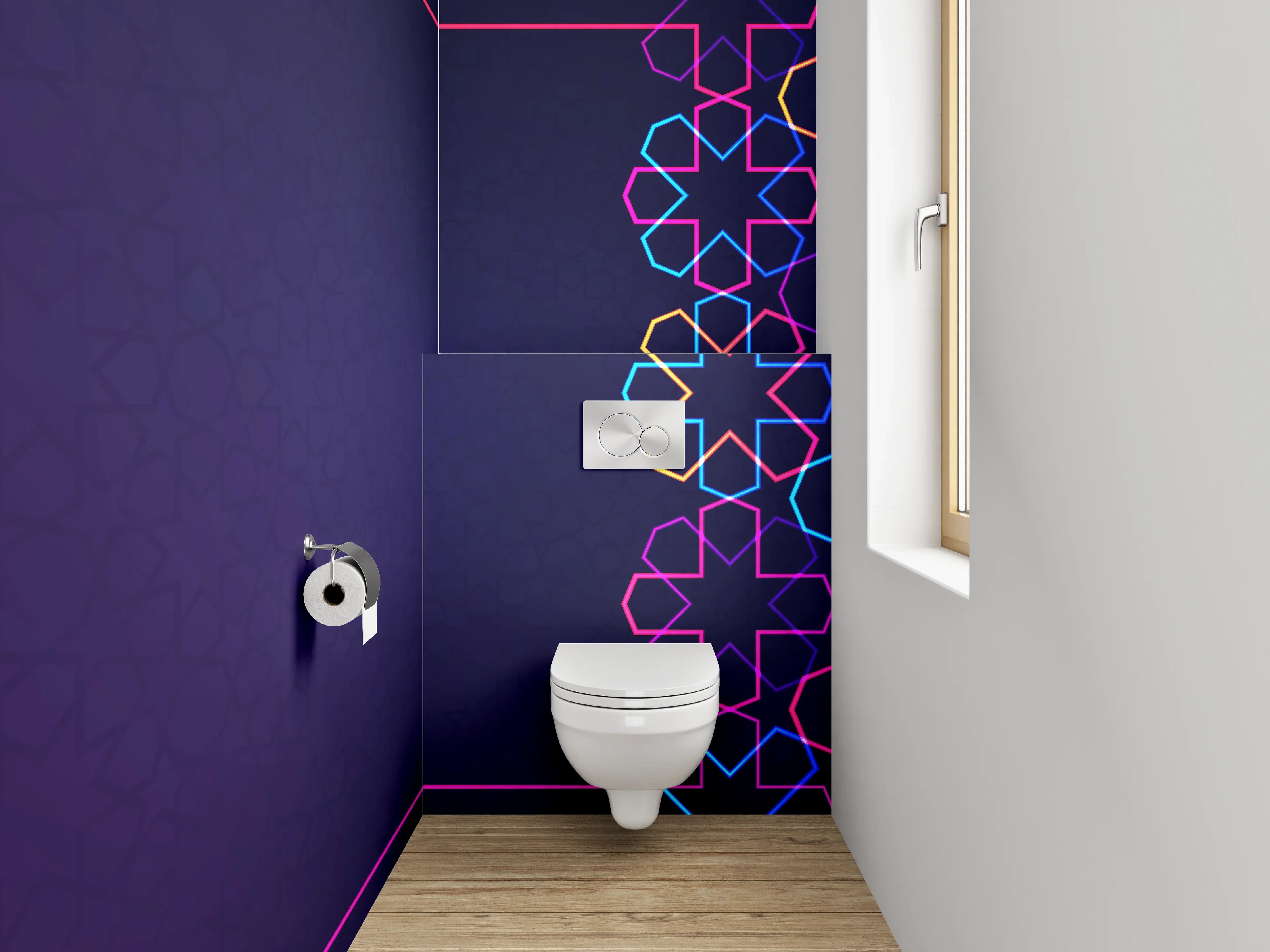 WC-Rückwand - Orientalisches Mosaik Muster Dunkelblau