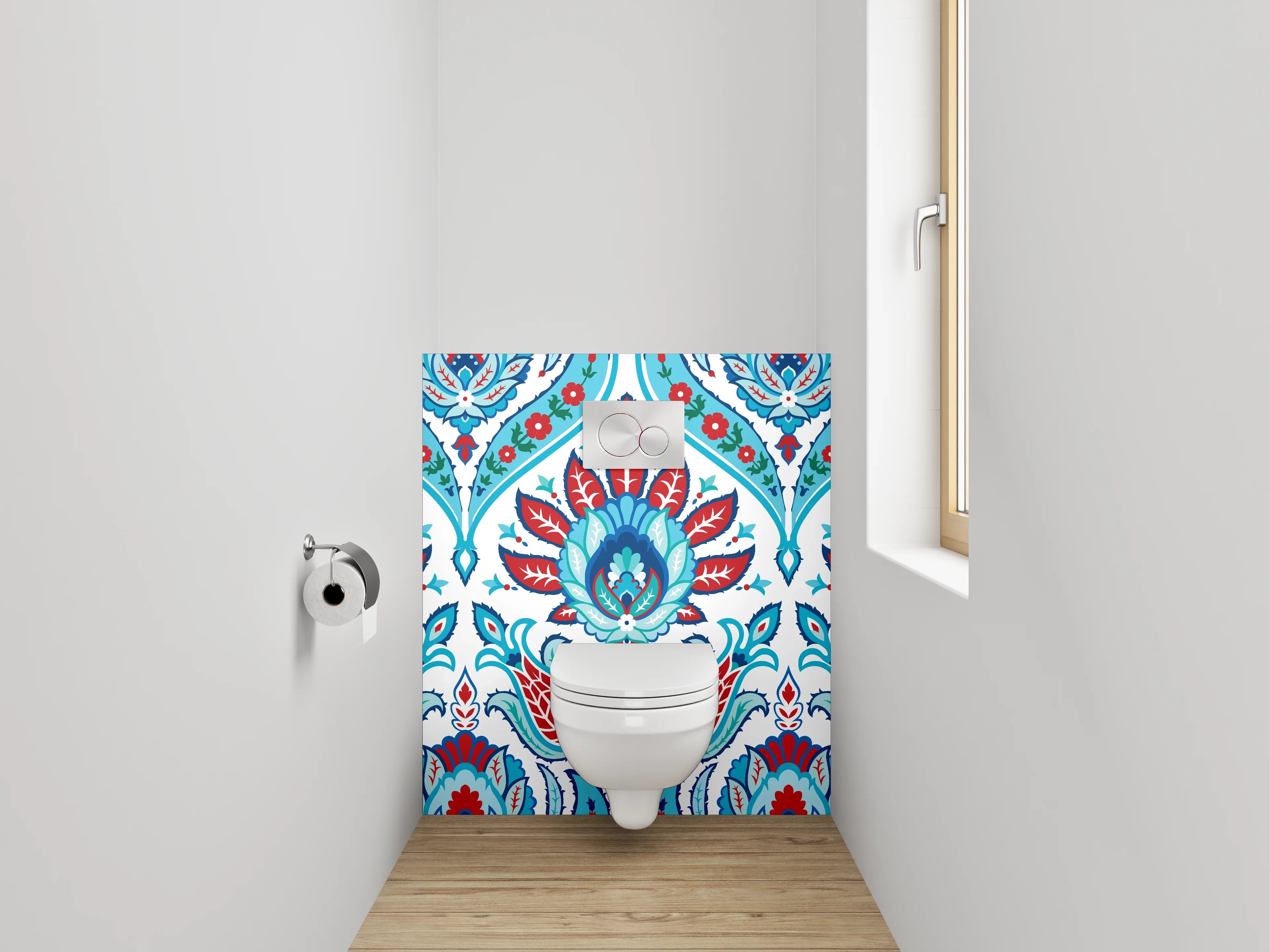 WC-Rückwand - Orientalisches Mosaik Muster Rot Blau