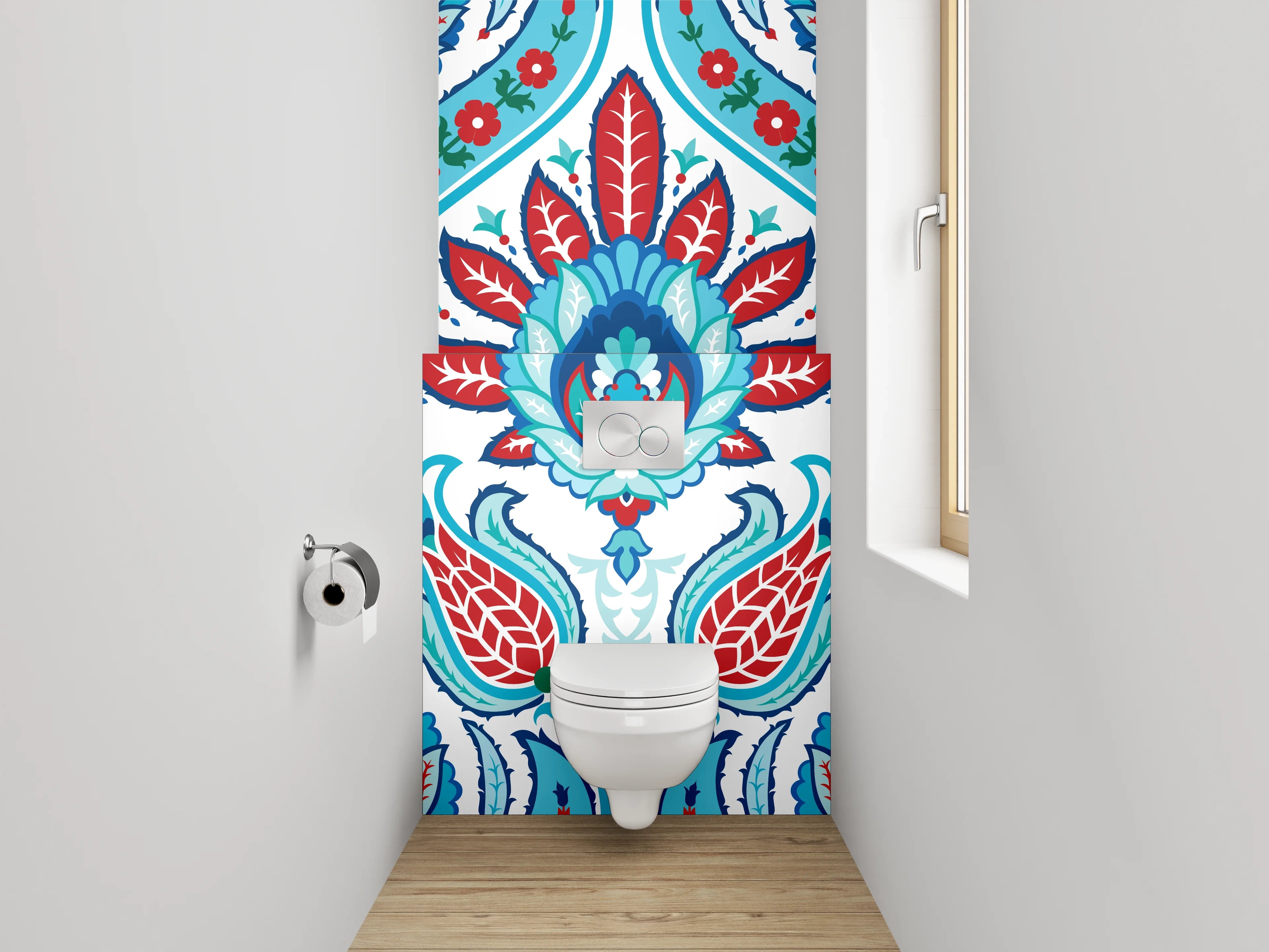 WC-Rückwand - Orientalisches Mosaik Muster Rot Blau