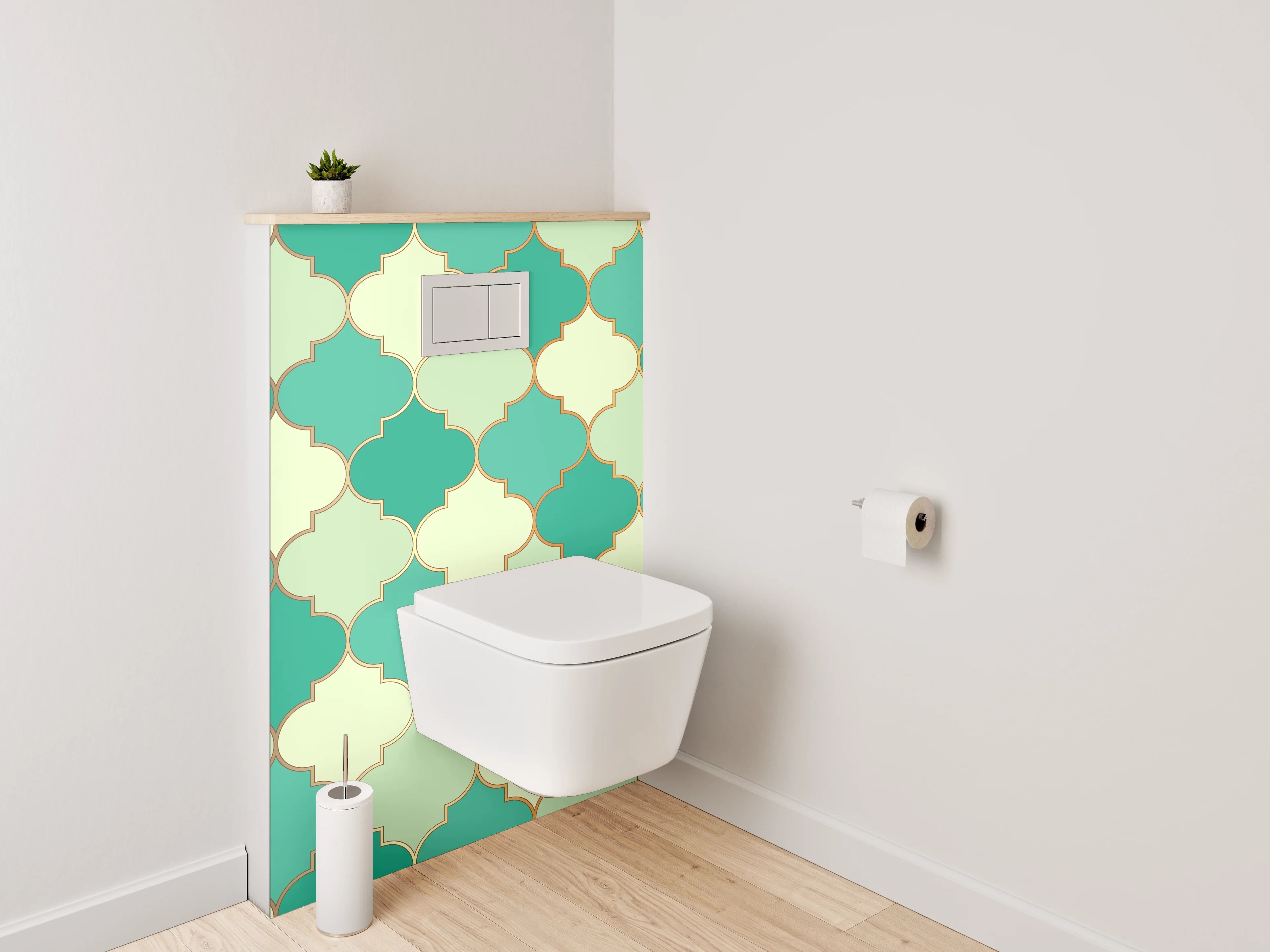 WC-Rückwand - Orientalisches Mosaik grün petrol gold