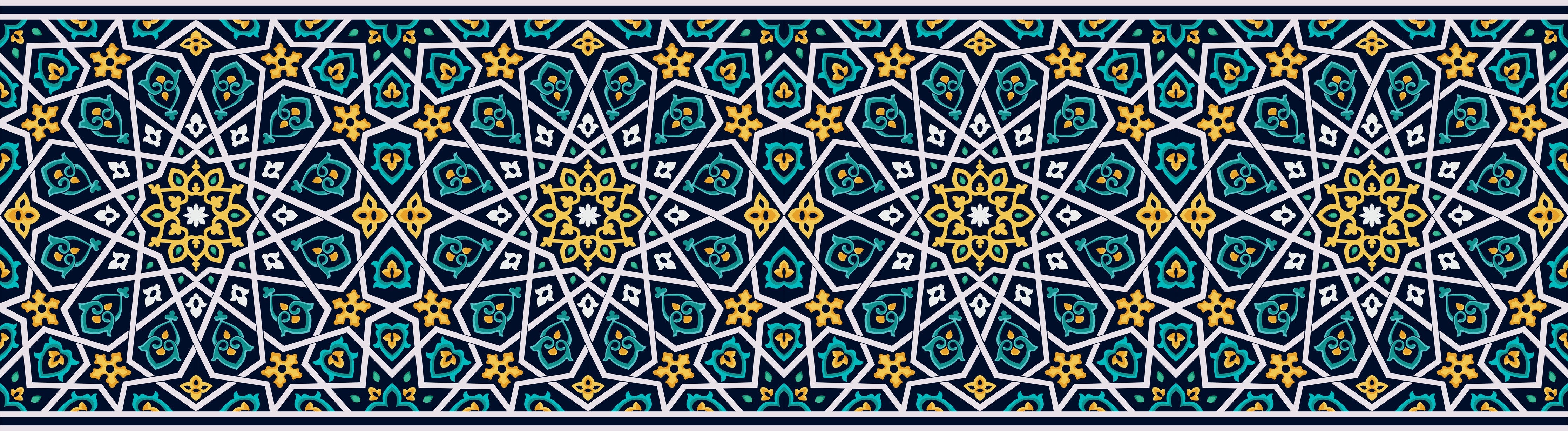 WC-Rückwand-Orientalisches Mosaikmuster Blau-Gelb Dekor