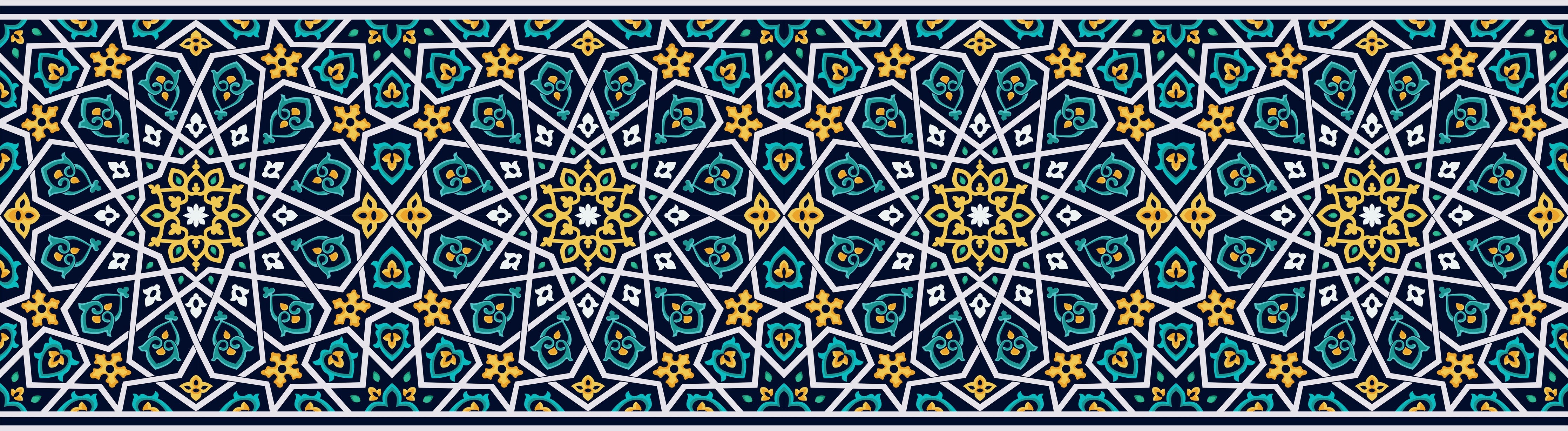 WC-Rückwand-Orientalisches Mosaikmuster Blau Gelb