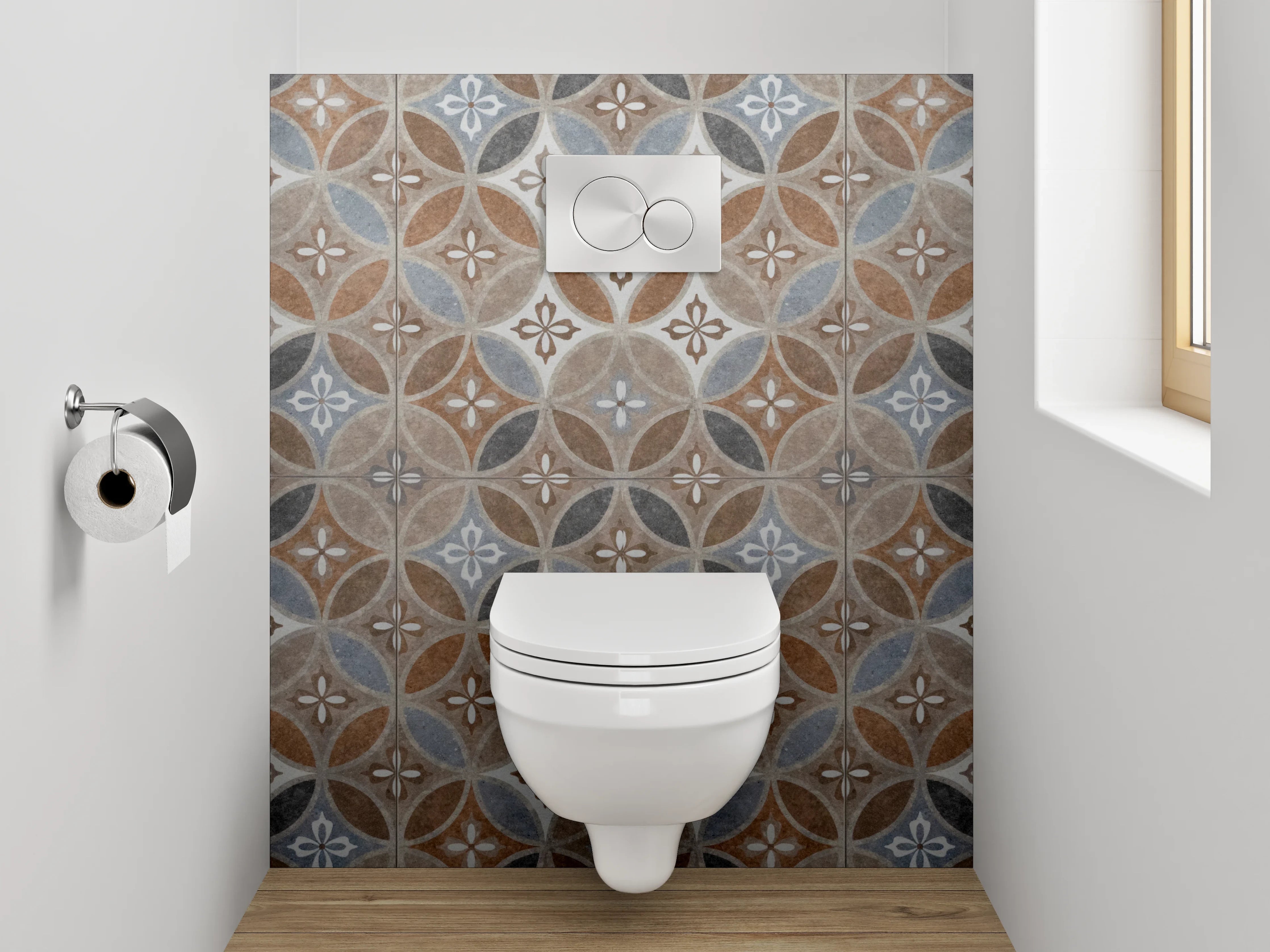 WC-Rückwand - Orientalisches Mosaikmuster braun-blau