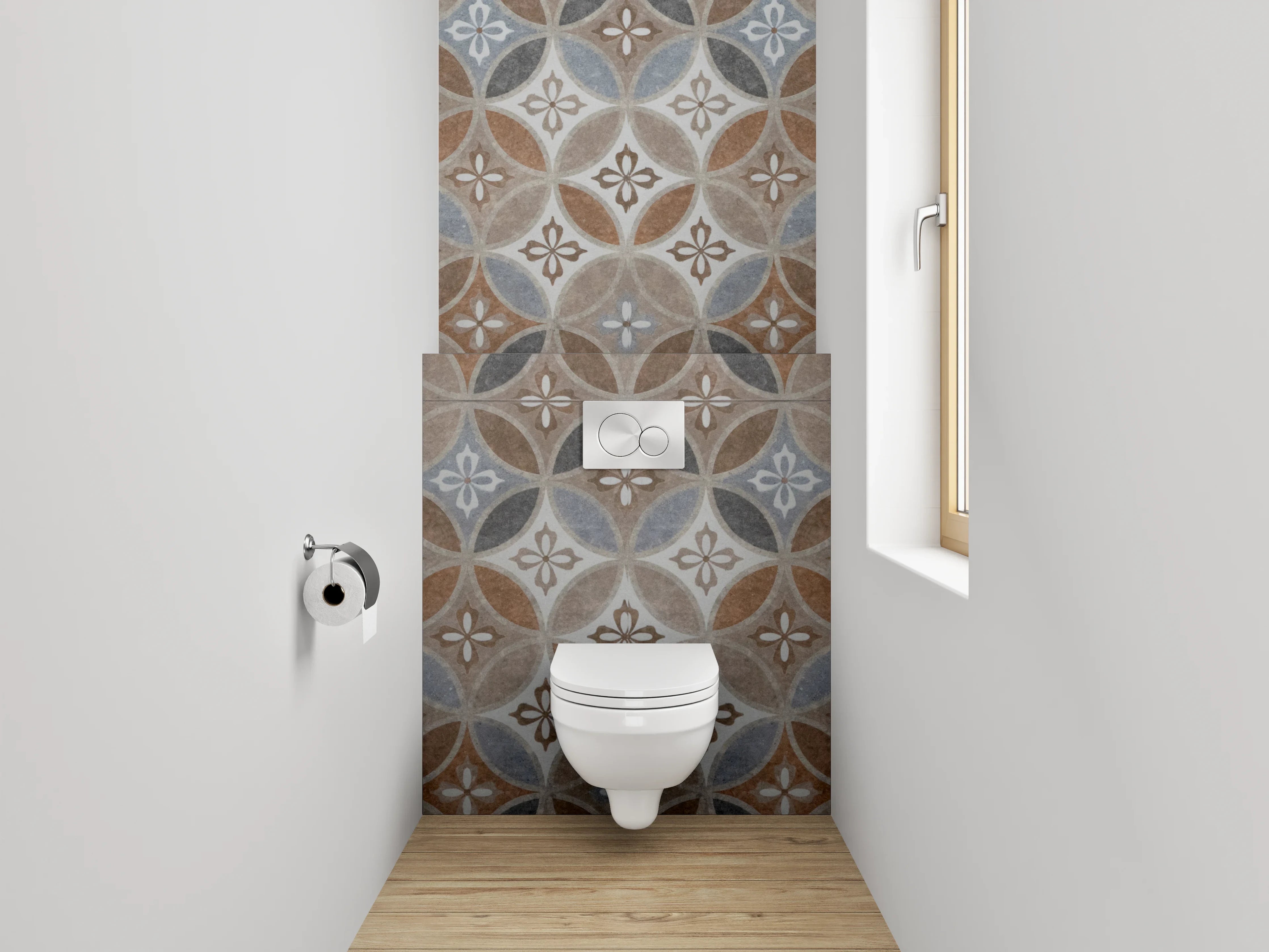 WC-Rückwand - Orientalisches Mosaikmuster braun-blau