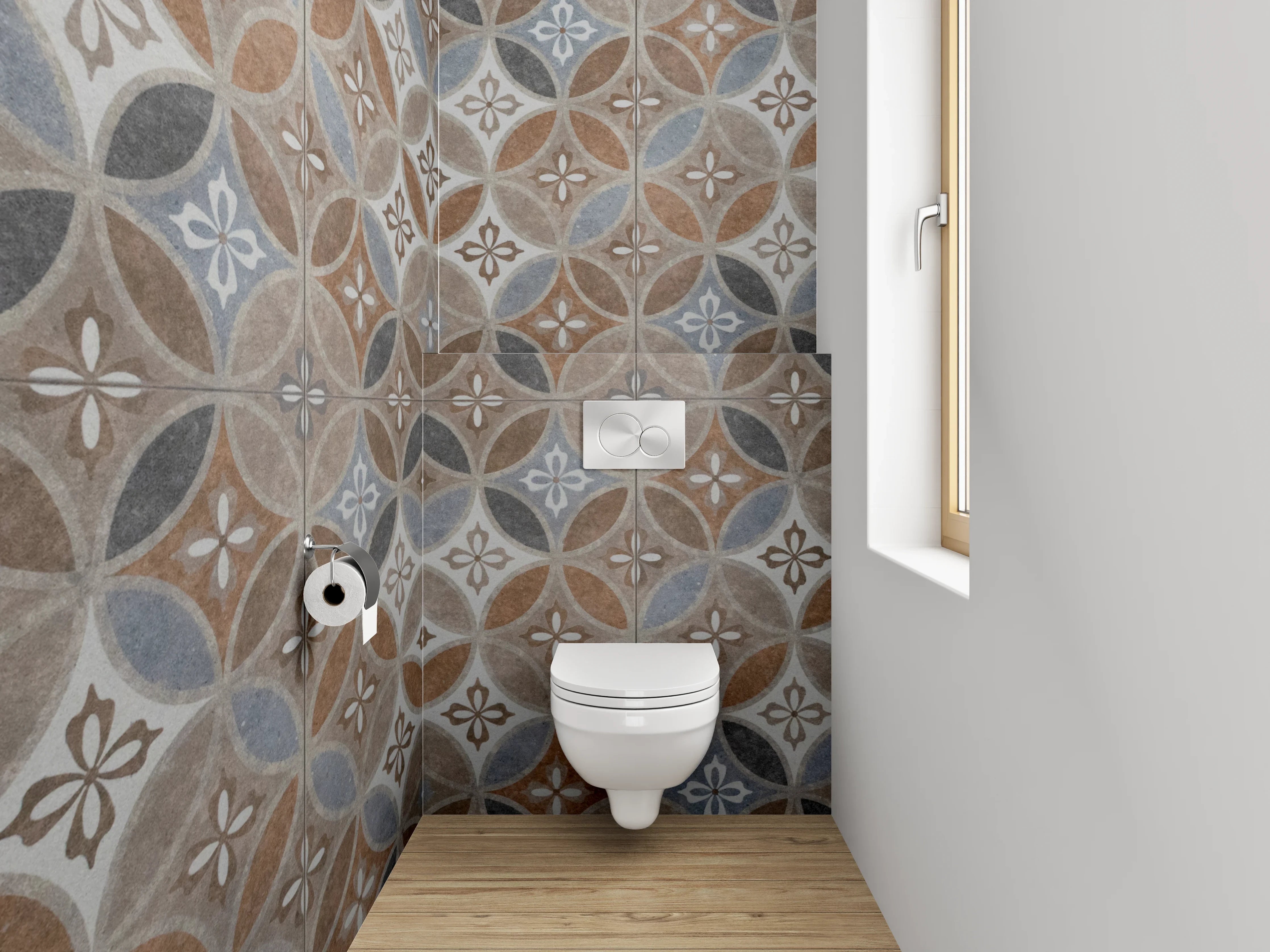 WC-Rückwand - Orientalisches Mosaikmuster braun-blau