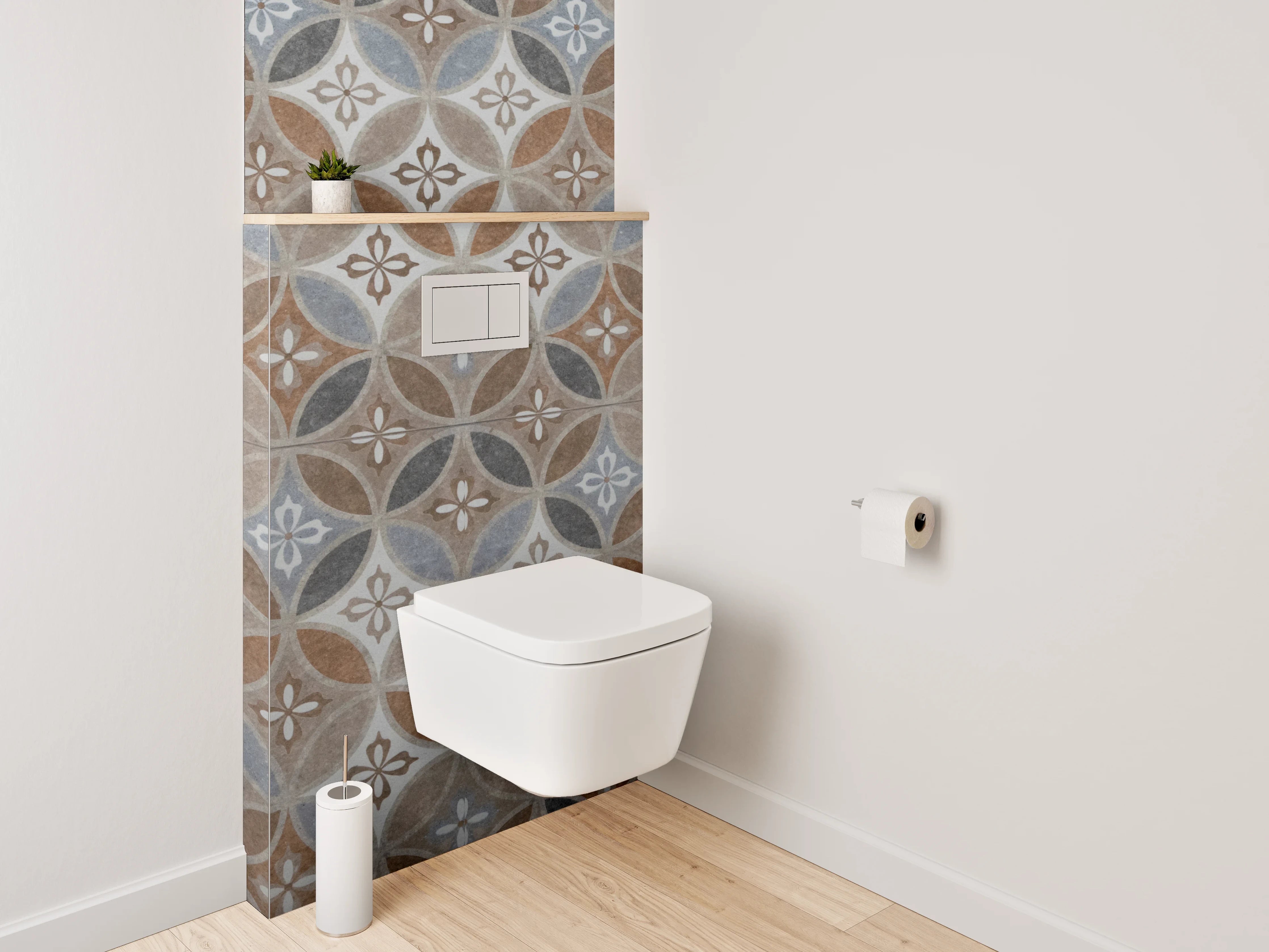 WC-Rückwand - Orientalisches Mosaikmuster braun-blau