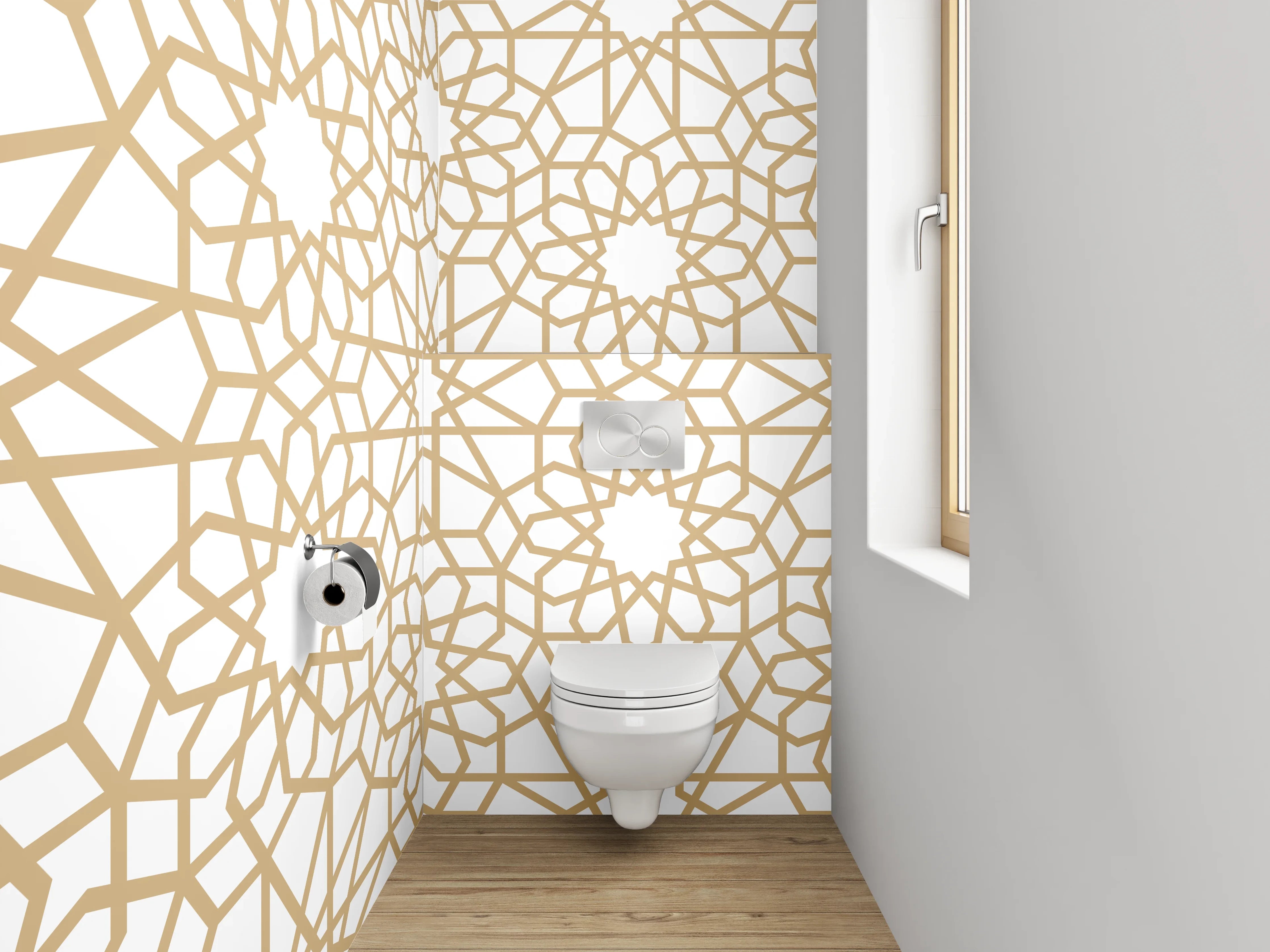 WC-Rückwand - Orientalisches Muster Gold Linien