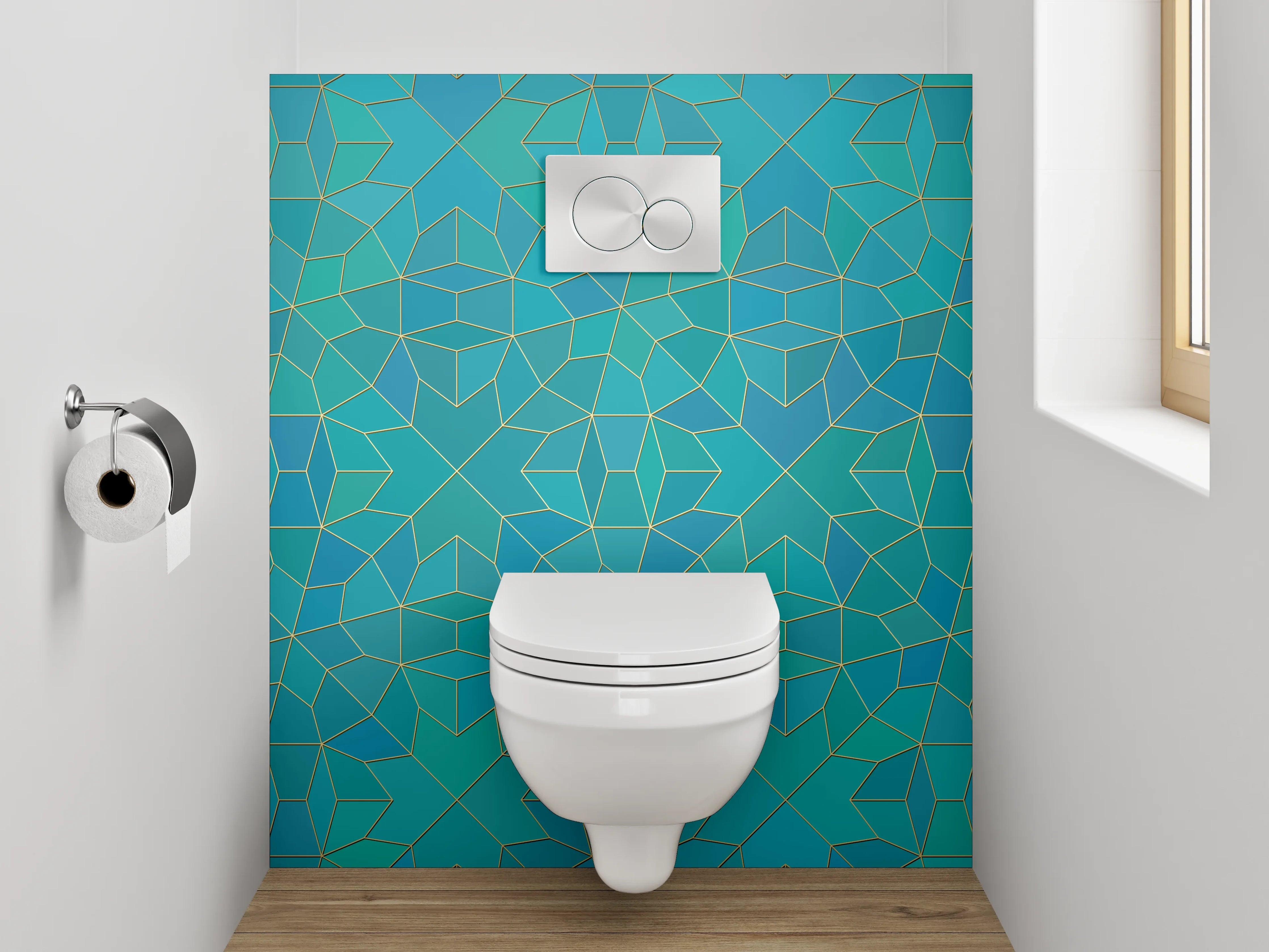 WC-Rückwand - Orientalisches Muster Türkis Gold