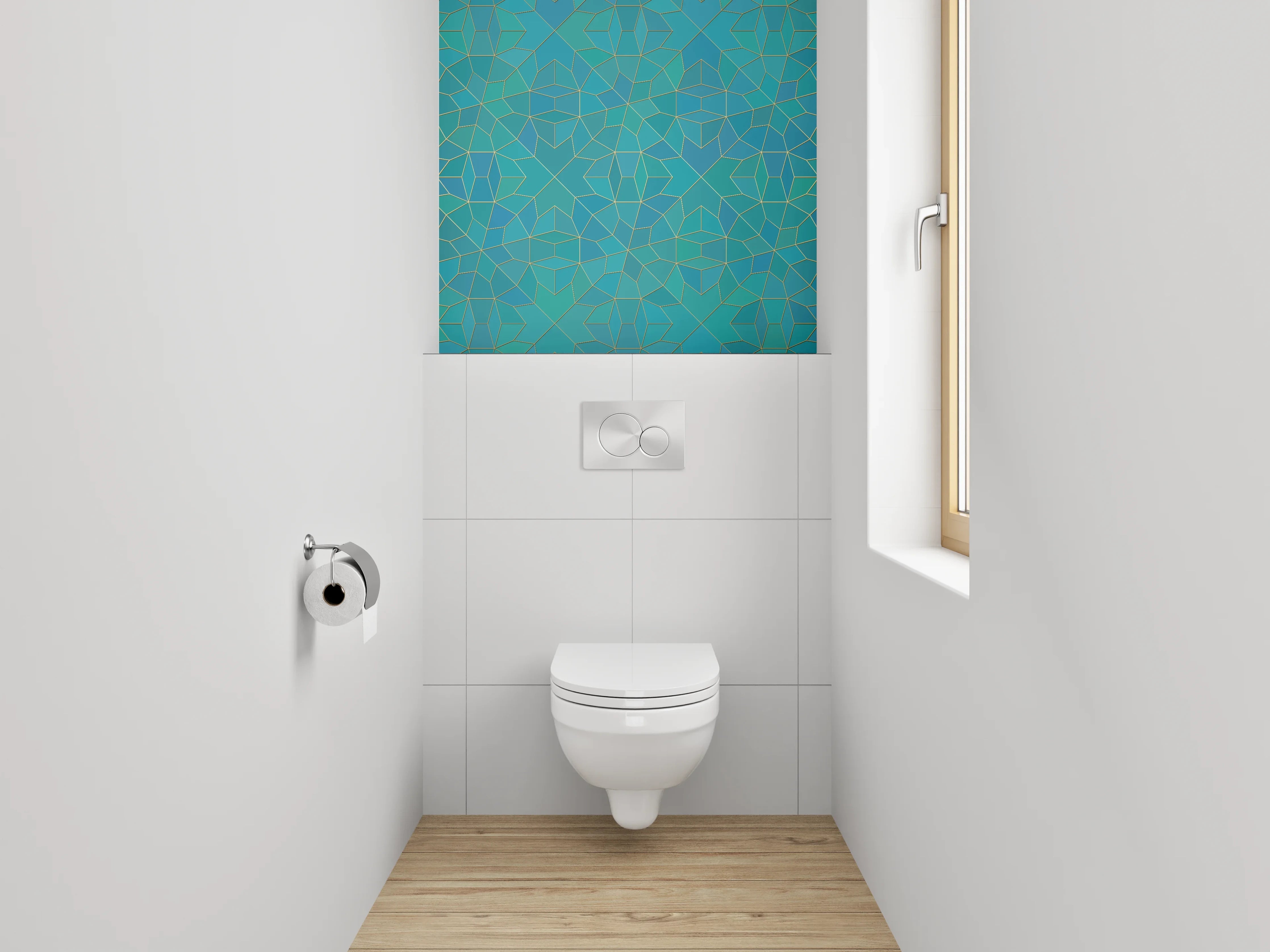 WC-Rückwand - Orientalisches Muster Türkis Gold